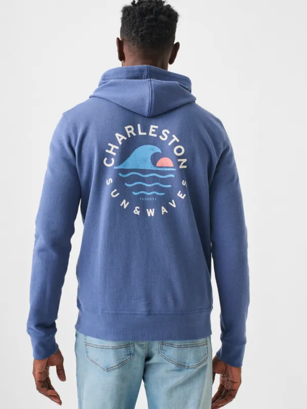 Charleston Long-Sleeve Terry Zip Hoodie - Faded Navy sold by Faherty