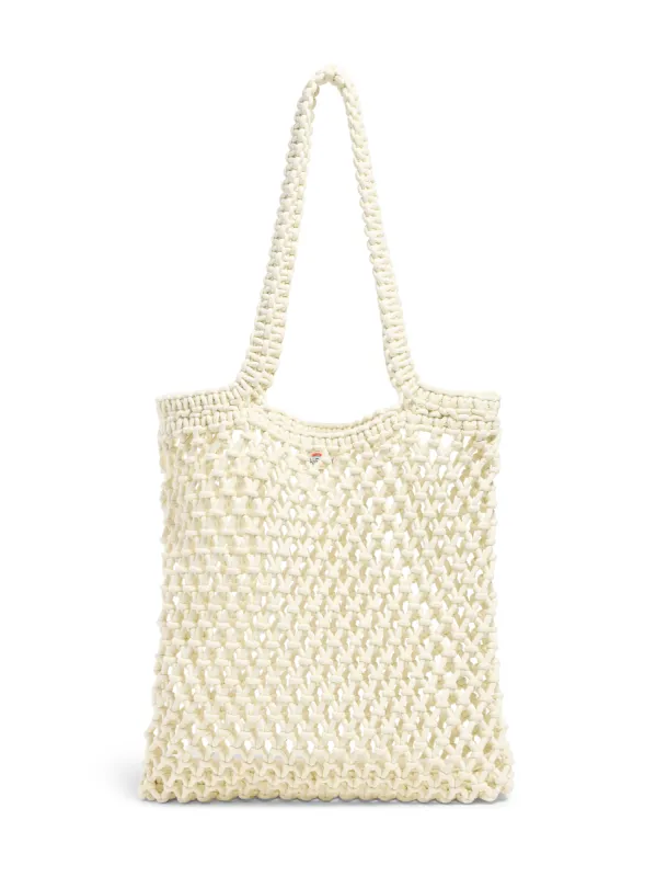 Sunwashed Macrame Tote - Cream sold by Faherty