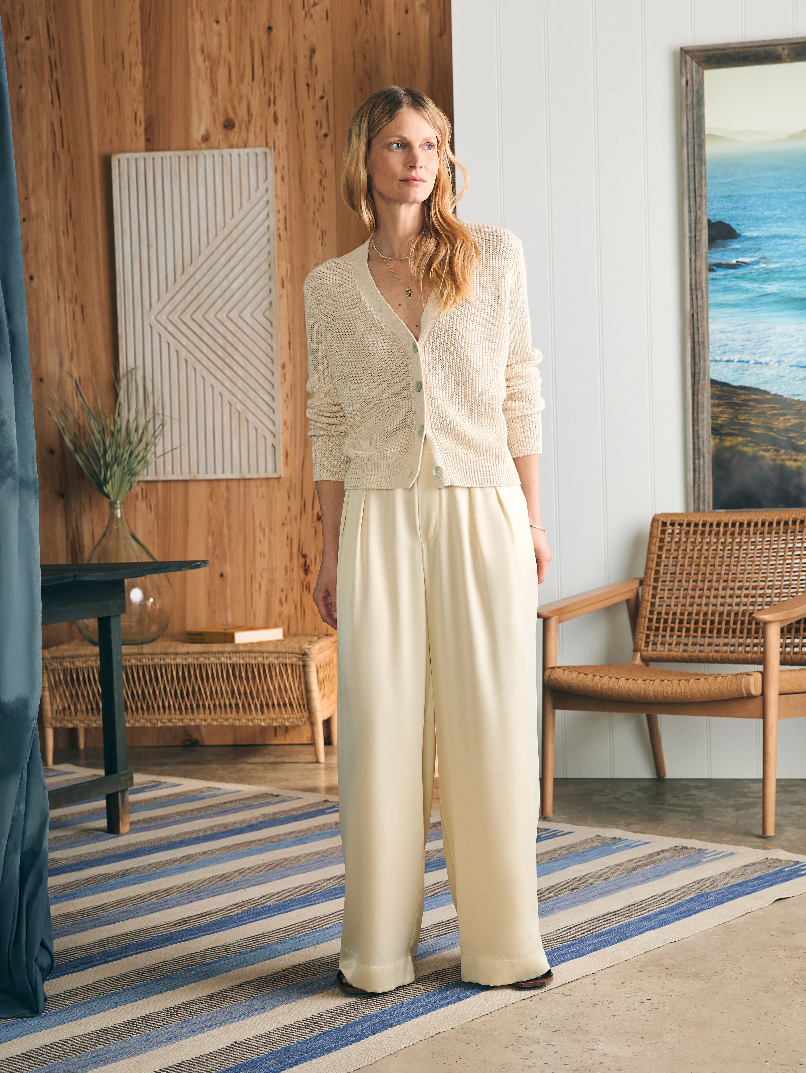 Sandwashed Silk Gemma Pant - Pearled Ivory sold by Faherty product image thumbnail 4