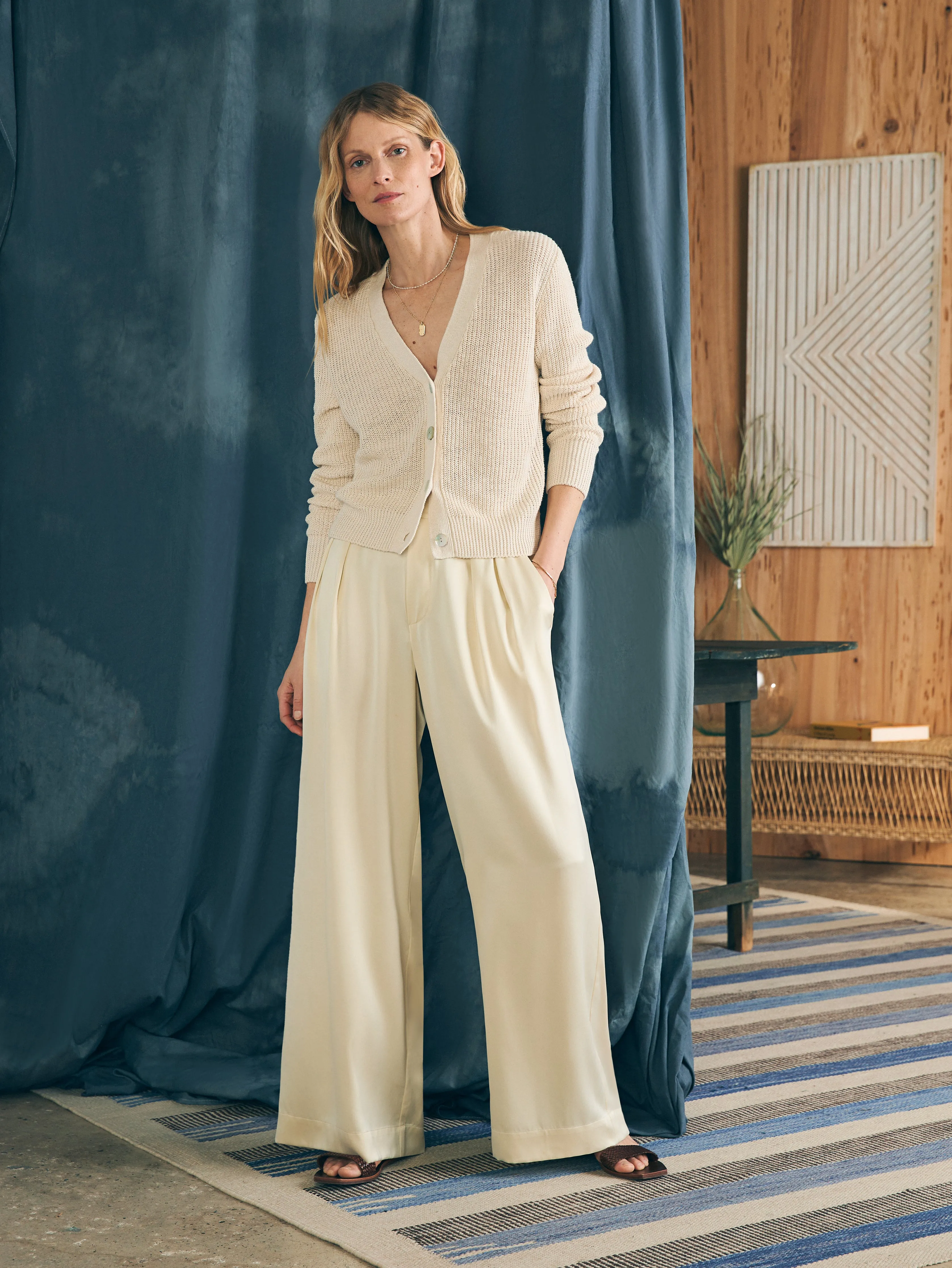 Sandwashed Silk Gemma Pant - Pearled Ivory sold by Faherty product image thumbnail 2
