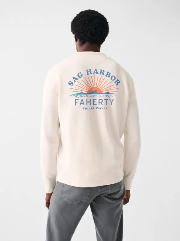 Sag Harbor Long-Sleeve Terry Crewneck - Solar White sold by Faherty
