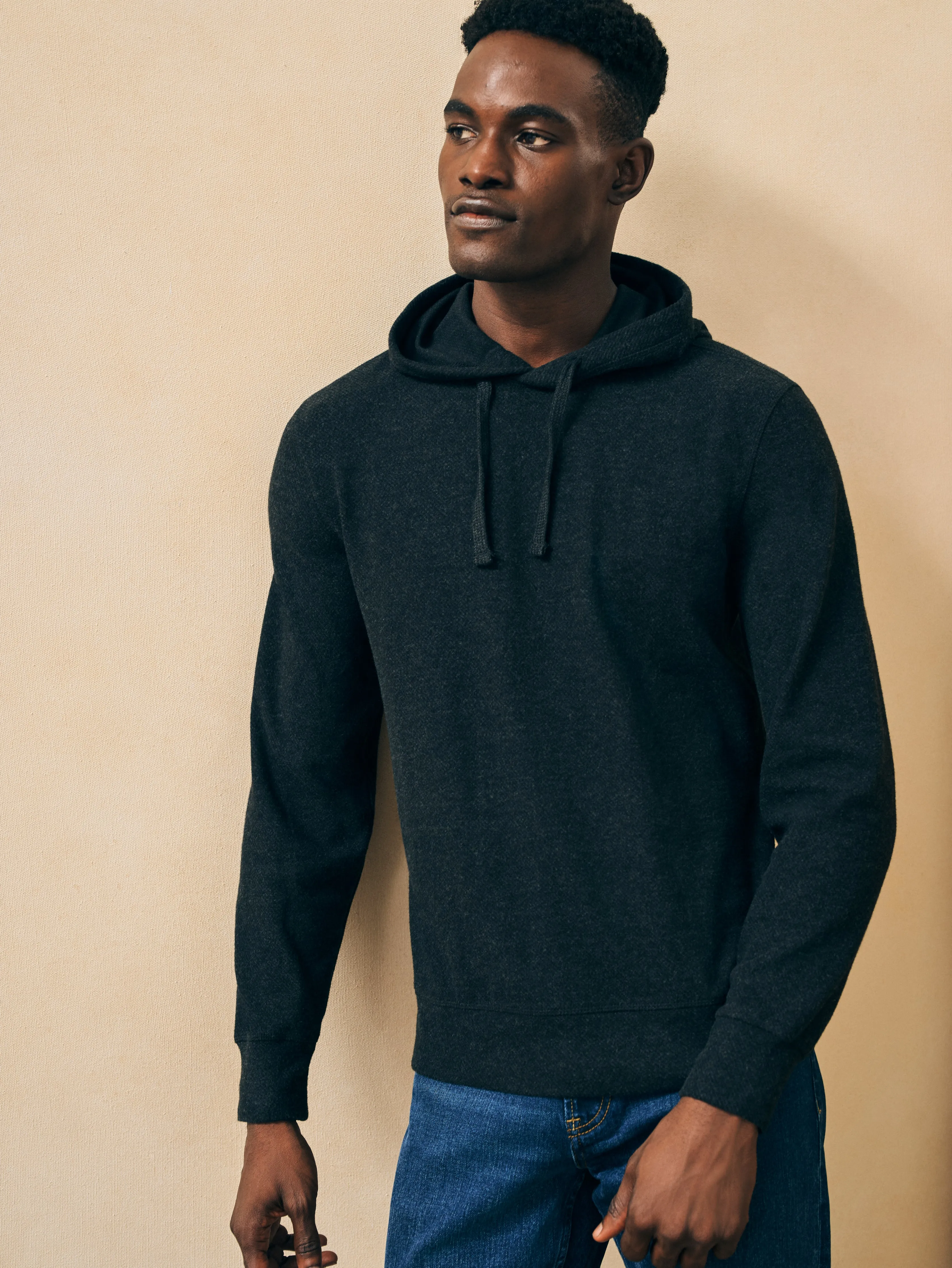 Legend™ Sweater Hoodie - Heathered Black Twill sold by Faherty
