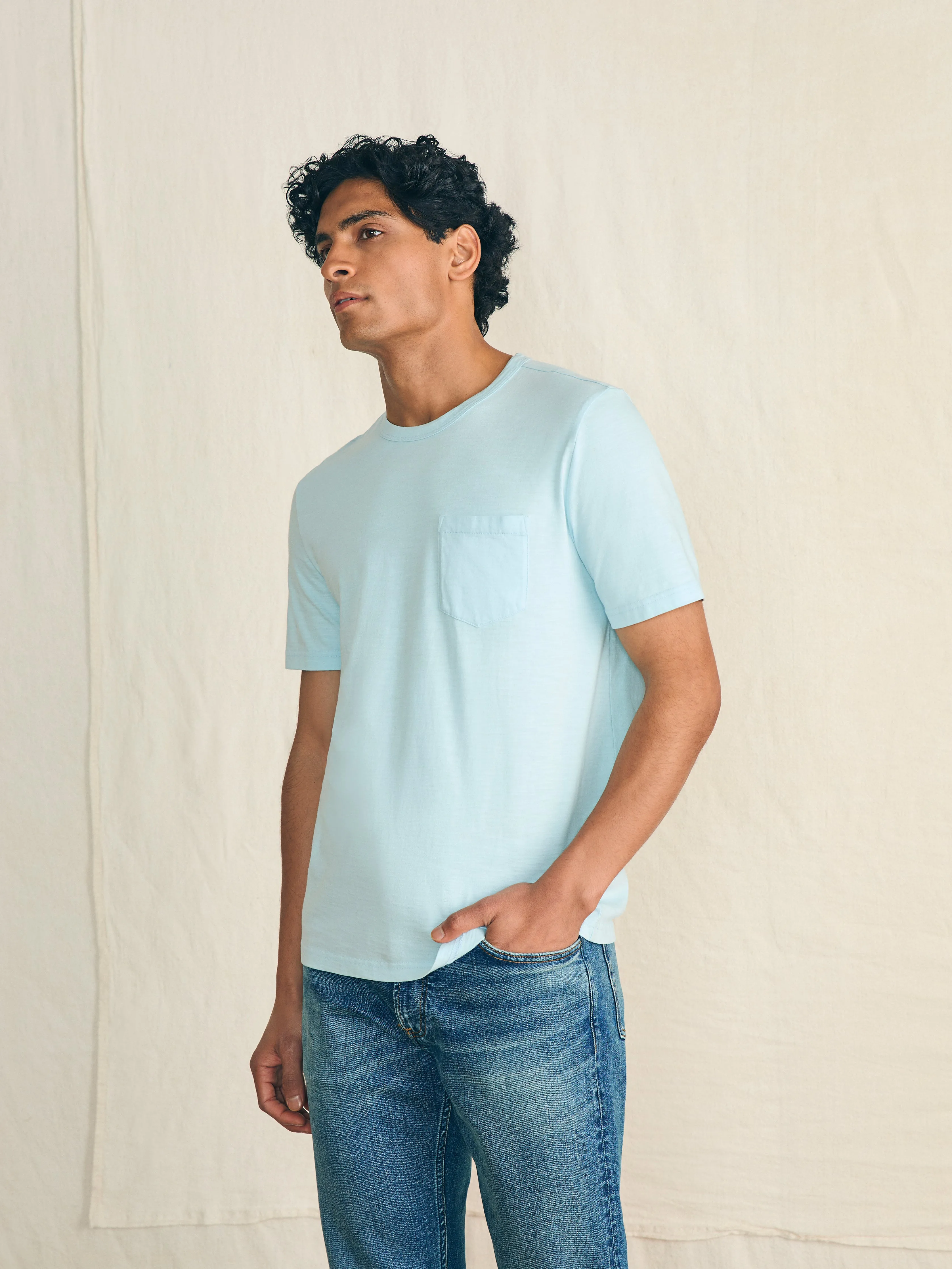 Sunwashed Pocket Tee - Blue Oasis sold by Faherty product image thumbnail 3