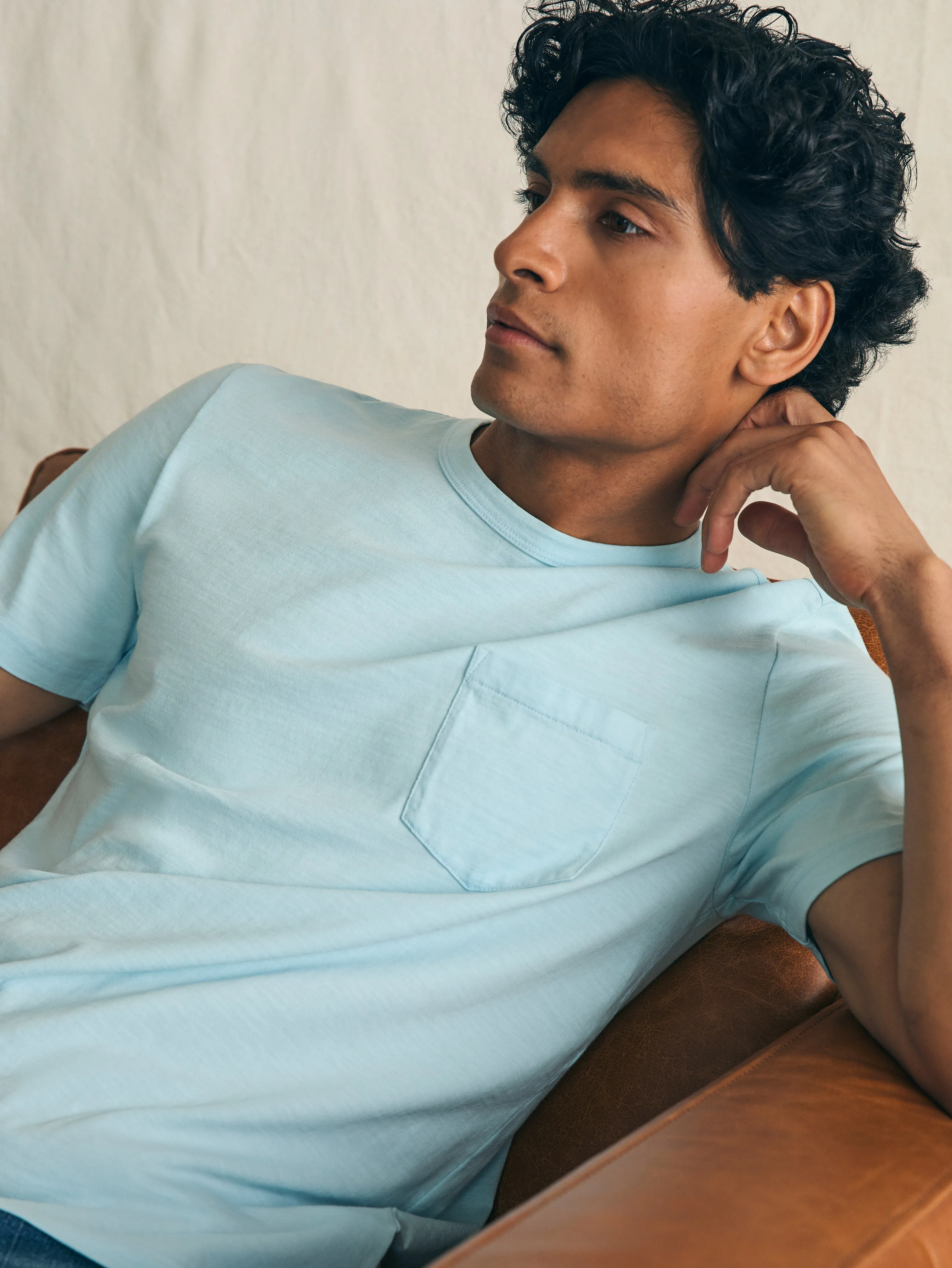 Sunwashed Pocket Tee - Blue Oasis sold by Faherty