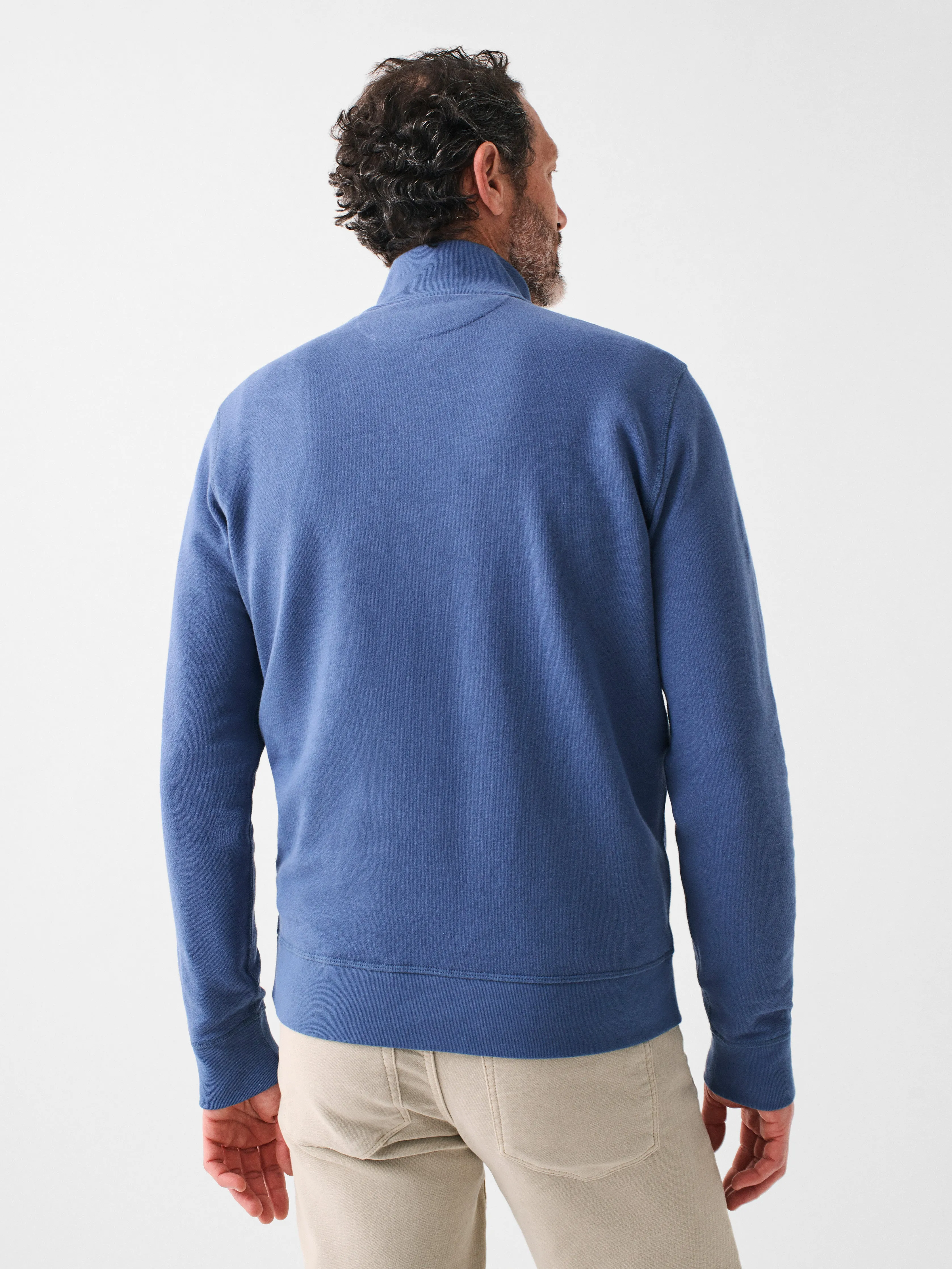 Charleston Long-Sleeve Terry Quarter Zip - Faded Navy sold by Faherty product image thumbnail 2