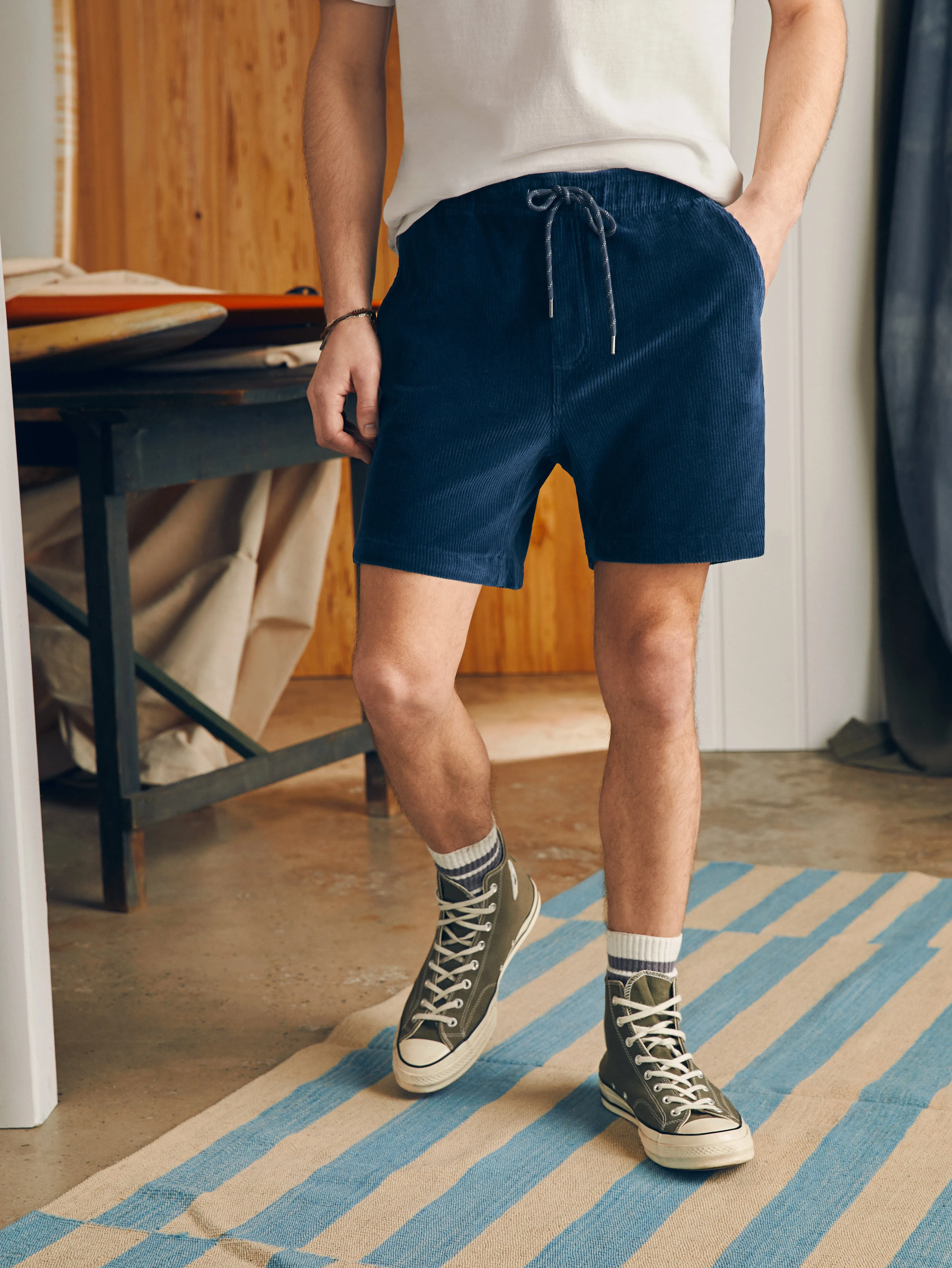 Essential Italian Knit Cord Short (6" Inseam) - Spring Navy sold by Faherty product image thumbnail 3