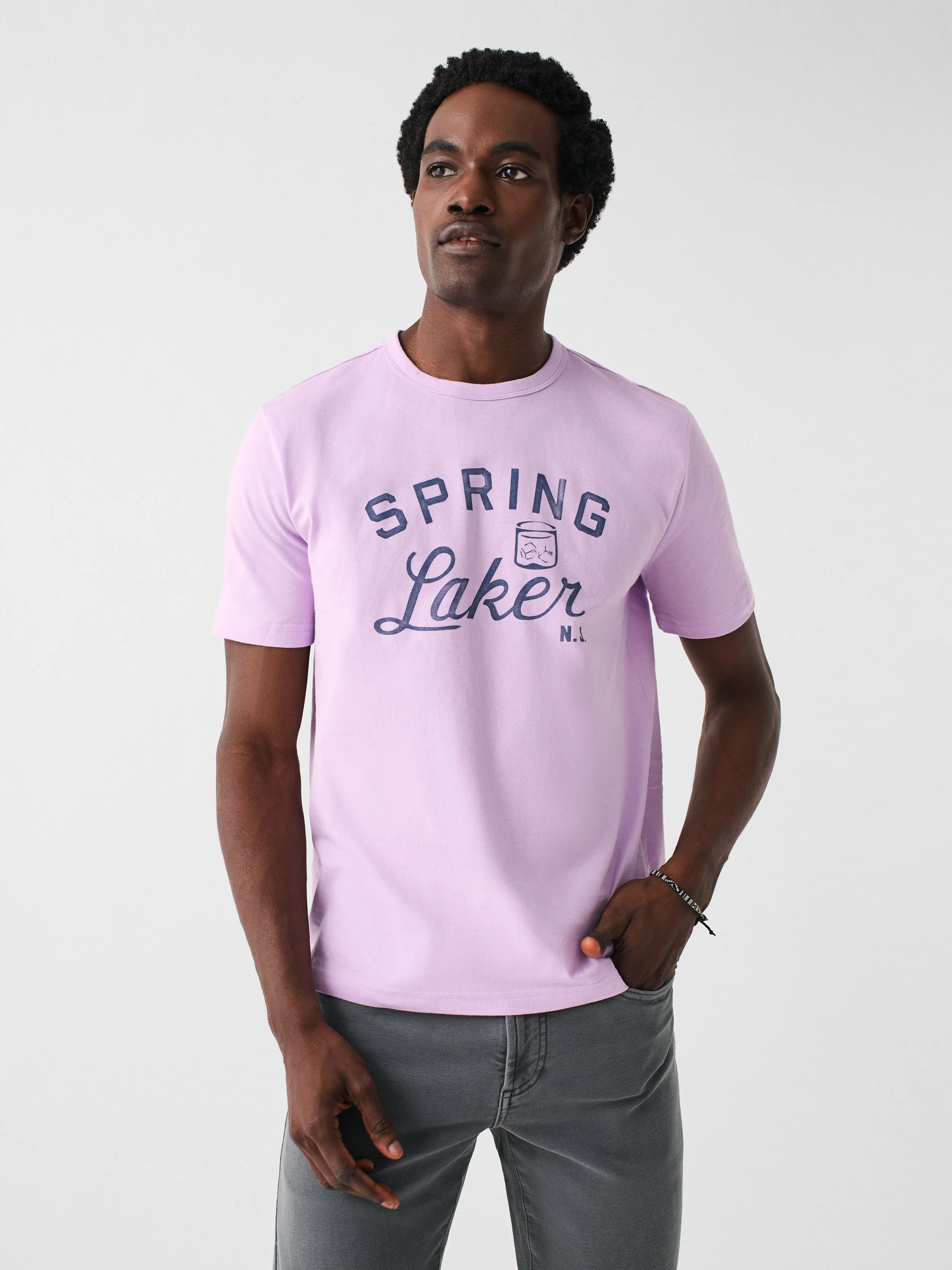 Spring Lake Short-Sleeve Crew Lakers T-Shirt - Faded Lilac sold by Faherty product image thumbnail 4