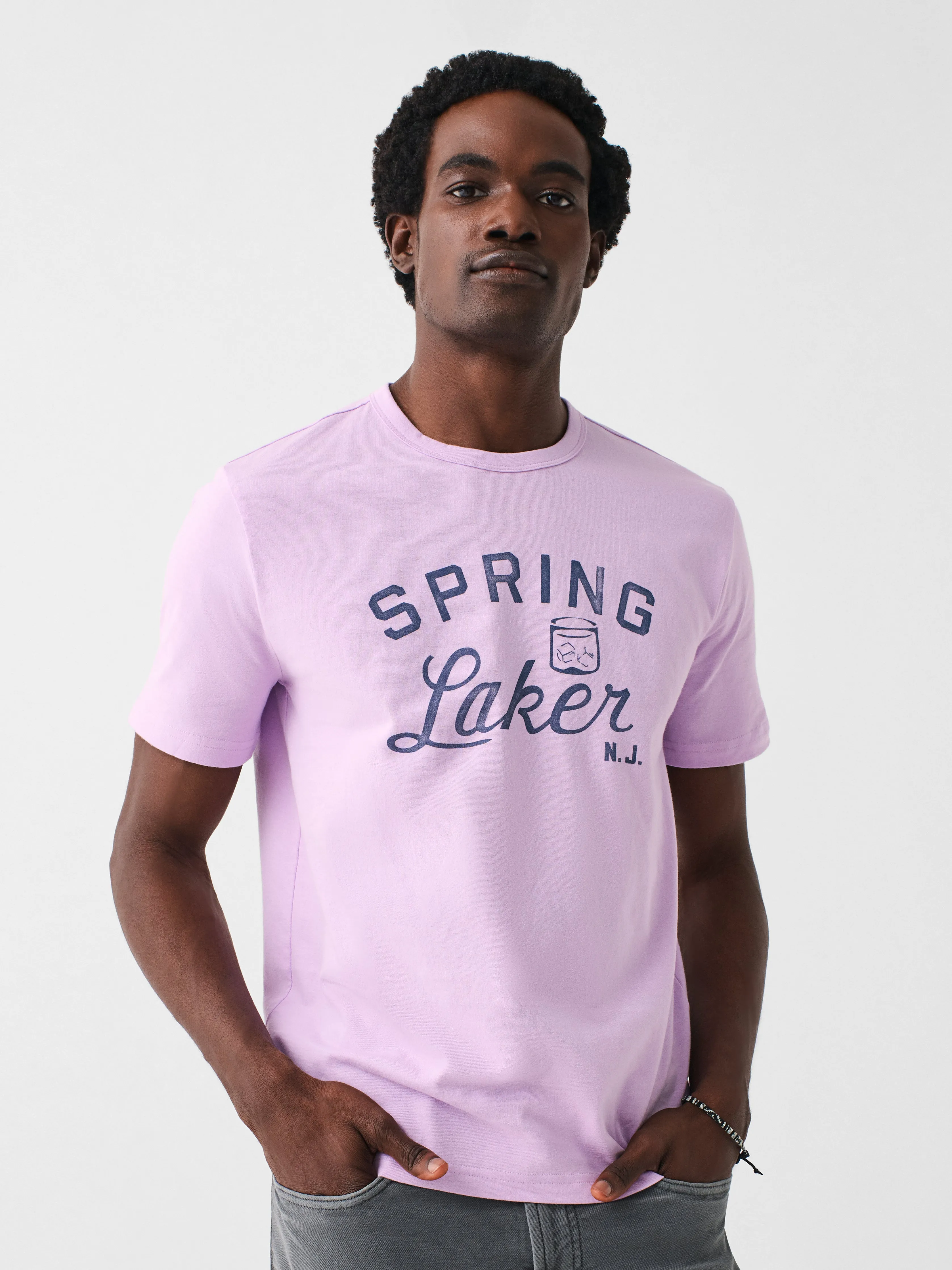 Spring Lake Short-Sleeve Crew Lakers T-Shirt - Faded Lilac sold by Faherty