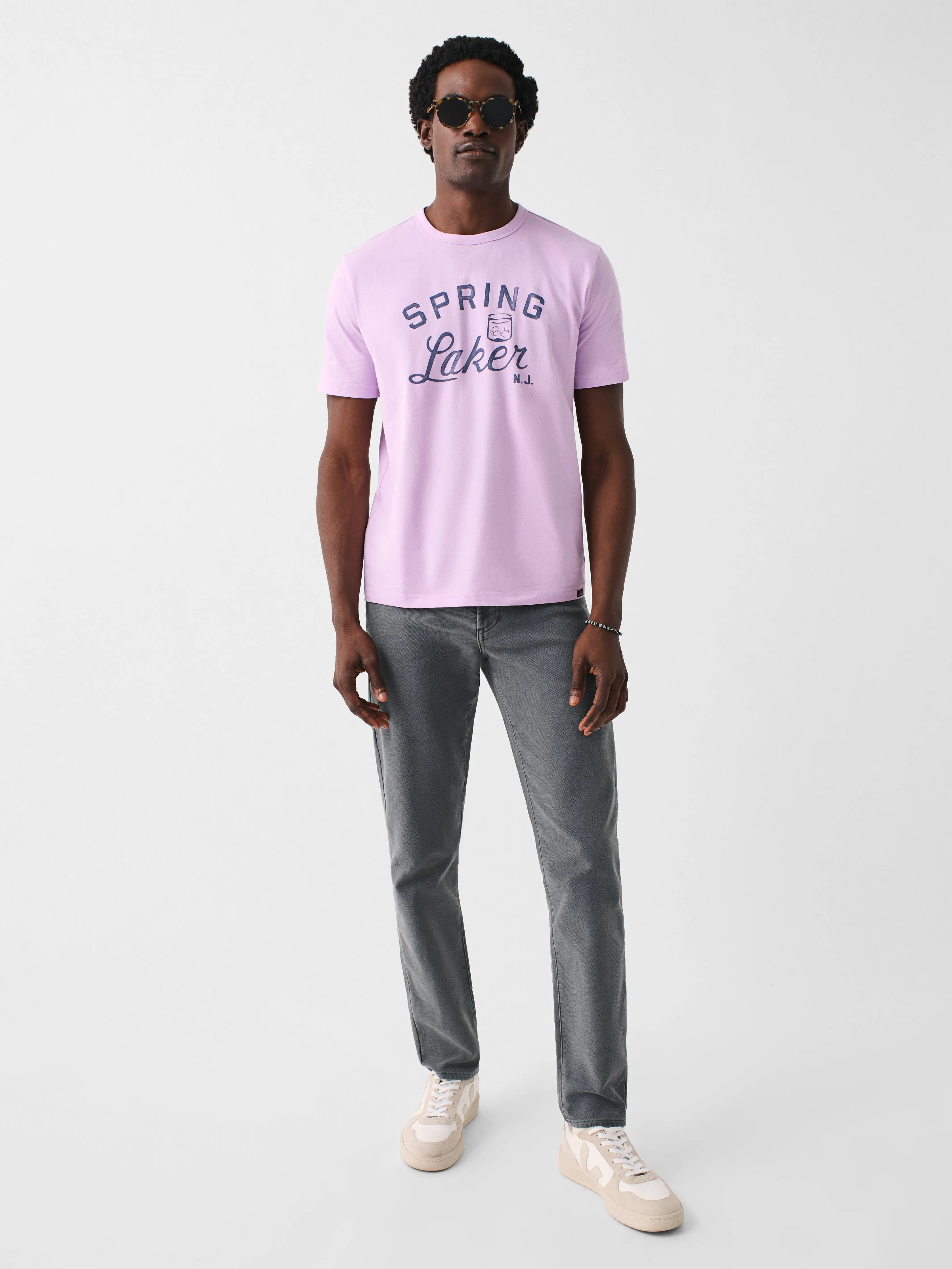 Spring Lake Short-Sleeve Crew Lakers T-Shirt - Faded Lilac sold by Faherty product image thumbnail 2