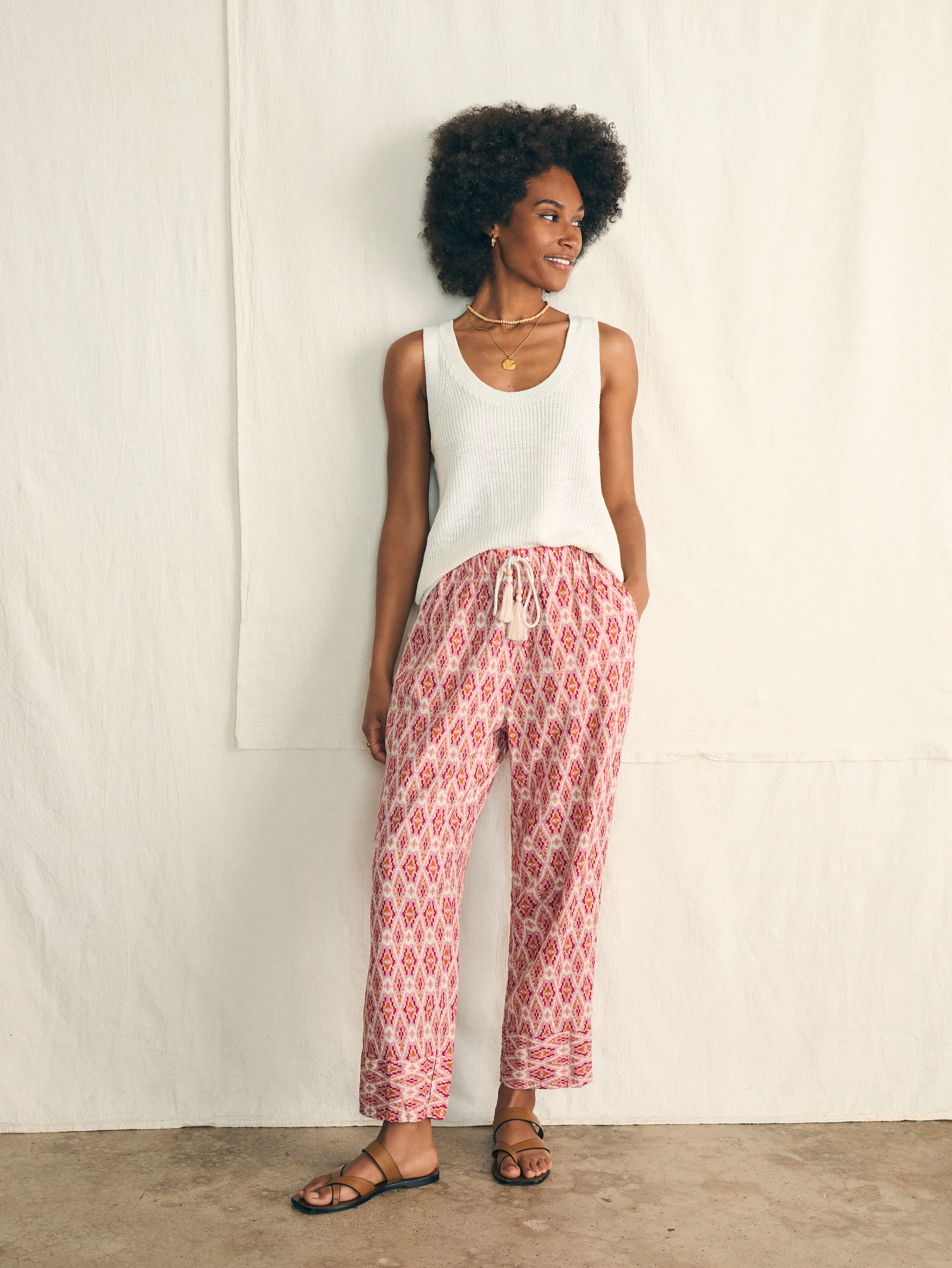 Pacific Beach Linen Pant - Clara Ikat sold by Faherty