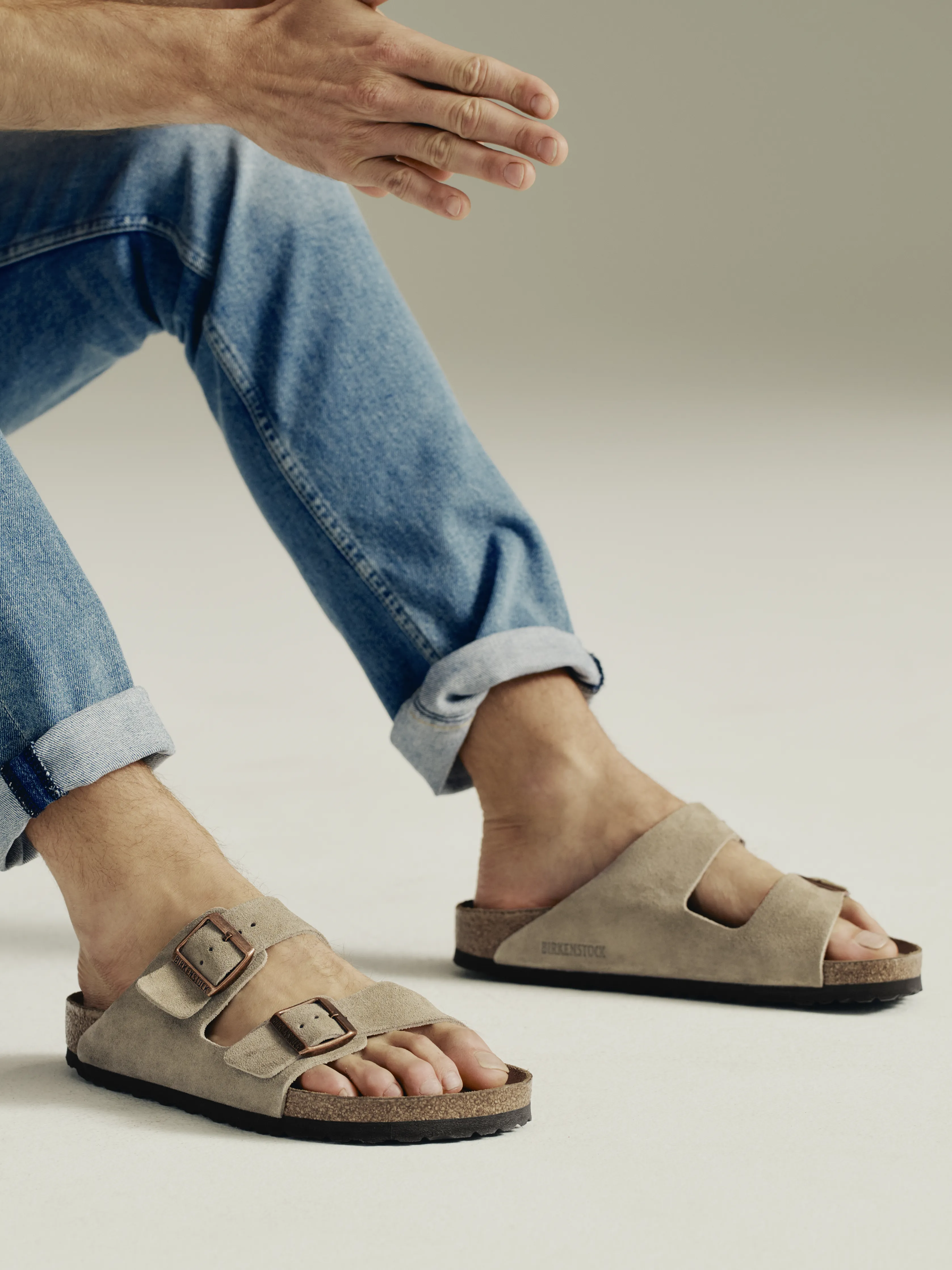 Men's Birkenstock Arizona Soft Footbed - Taupe sold by Faherty