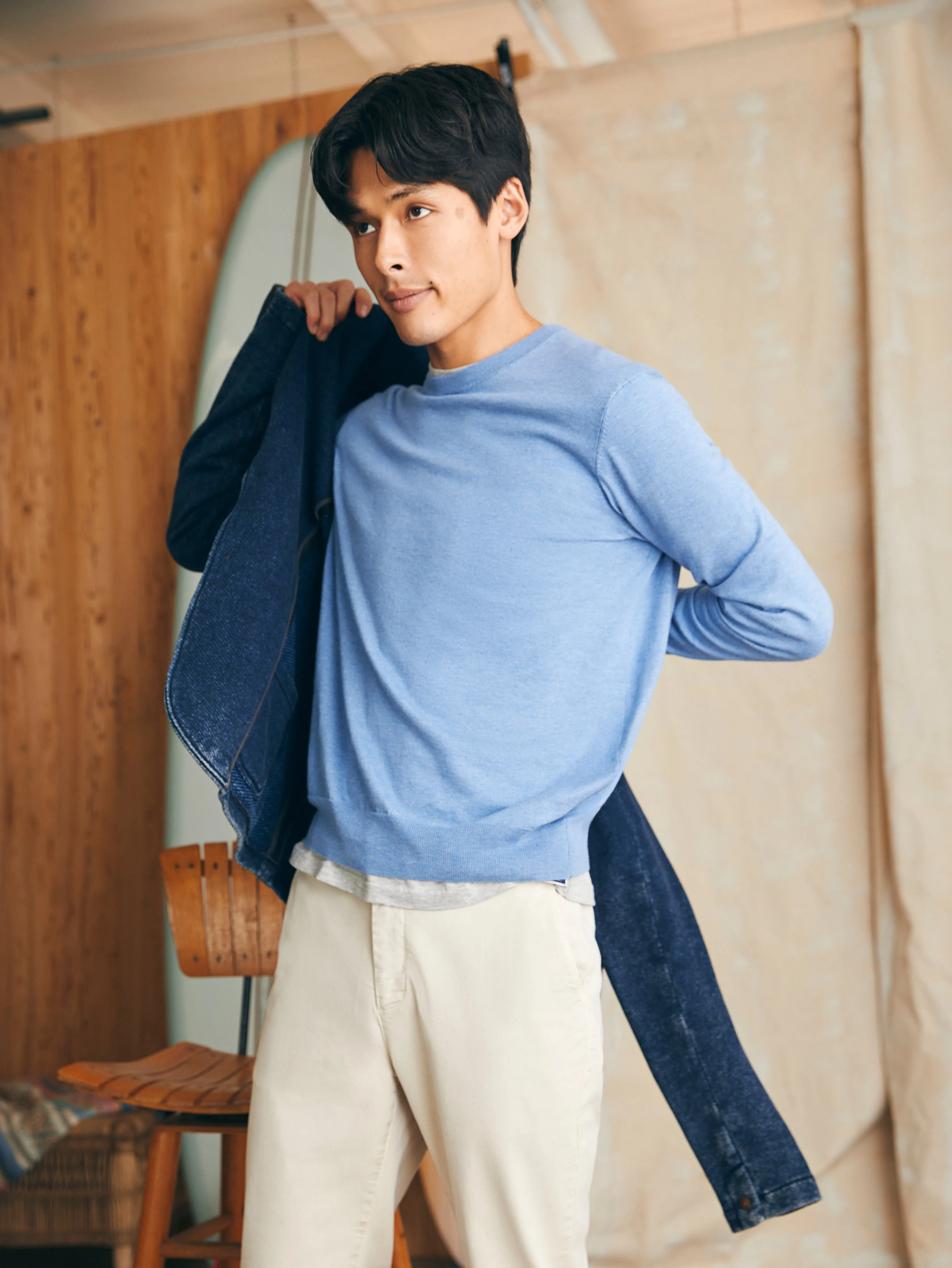 Movement™ Crewneck Sweater - Azure Sky Heather sold by Faherty product image thumbnail 3