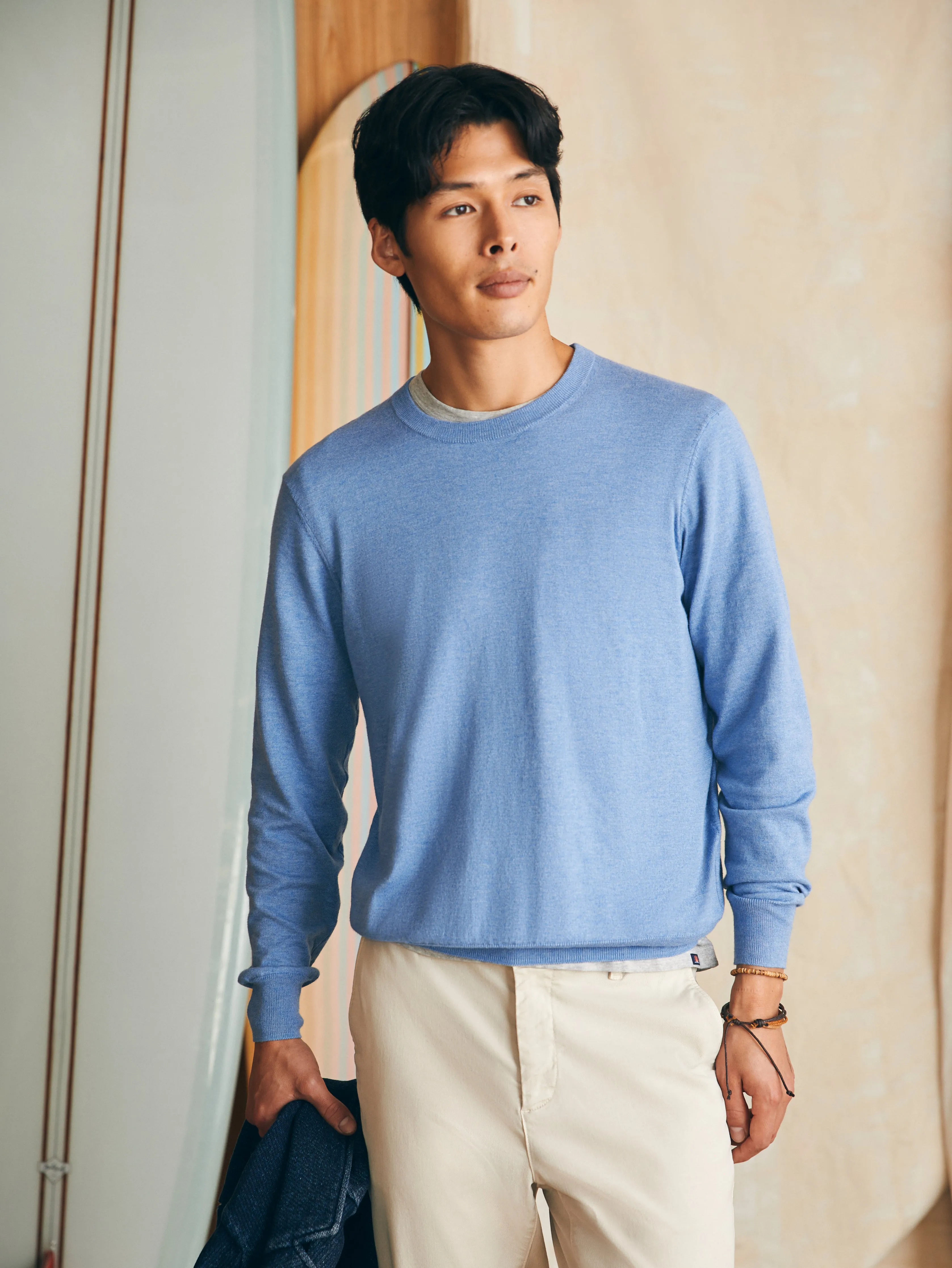 Movement™ Crewneck Sweater - Azure Sky Heather sold by Faherty