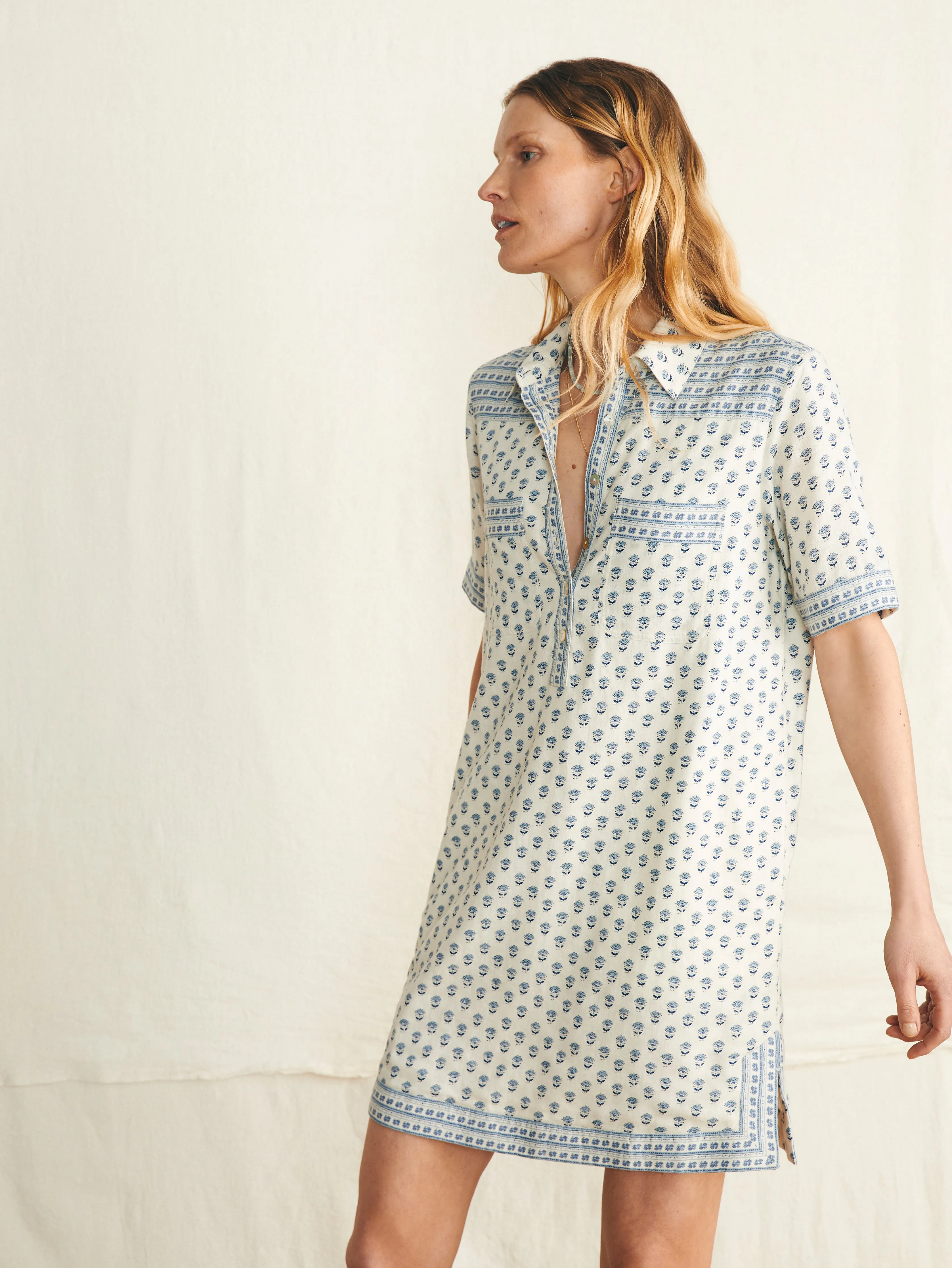 Rae Dress - White Lotus Floral Print sold by Faherty product image thumbnail 3