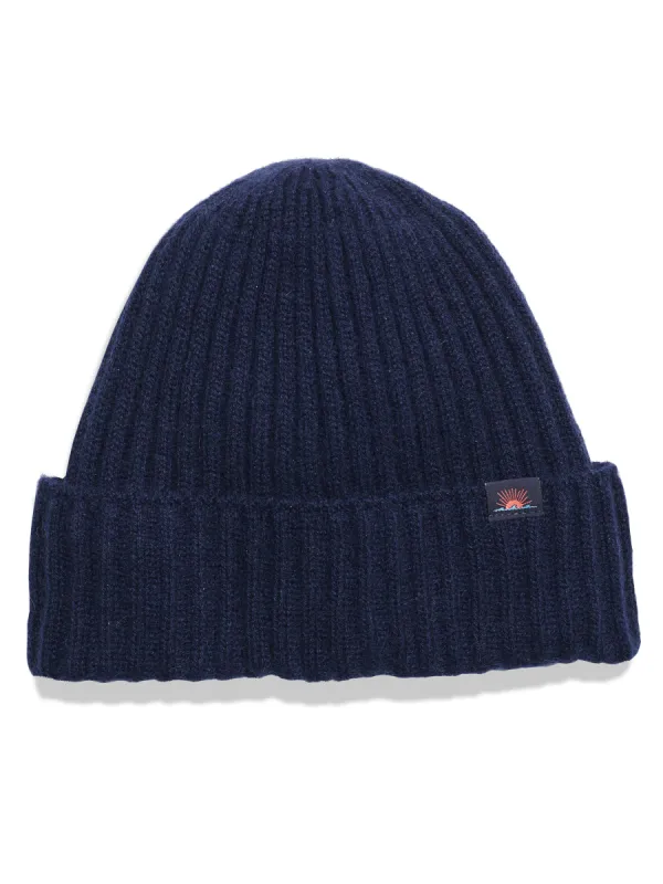 Cashmere Ribbed Beanie - Navy sold by Faherty