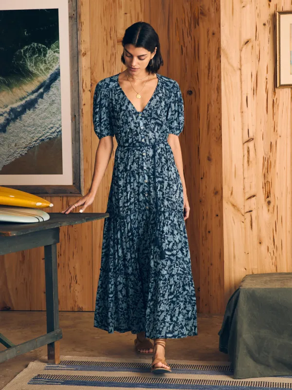 Orinda Maxi Dress - Blue Esna Floral sold by Faherty
