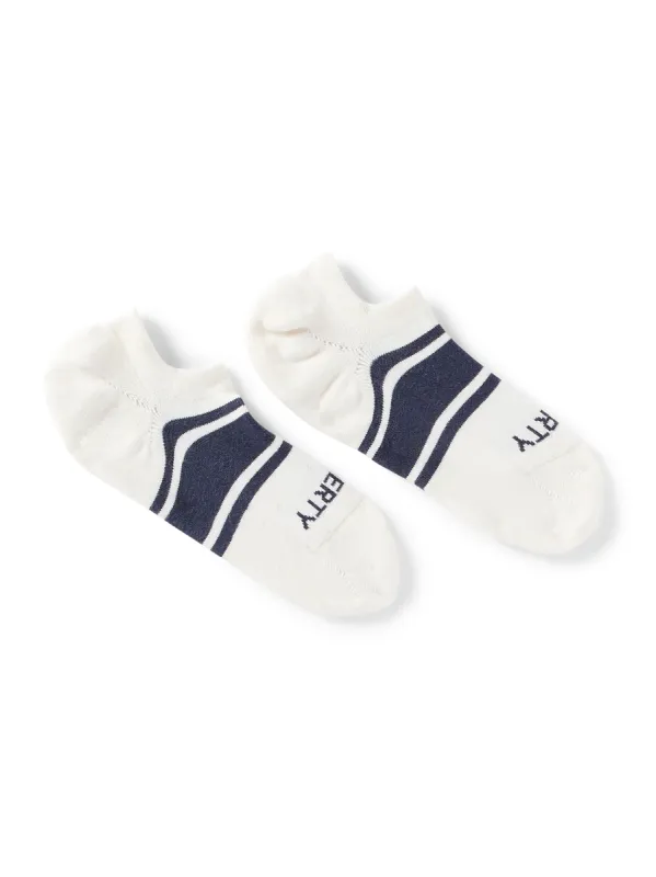 Surf Stripe No Show Sock - White sold by Faherty