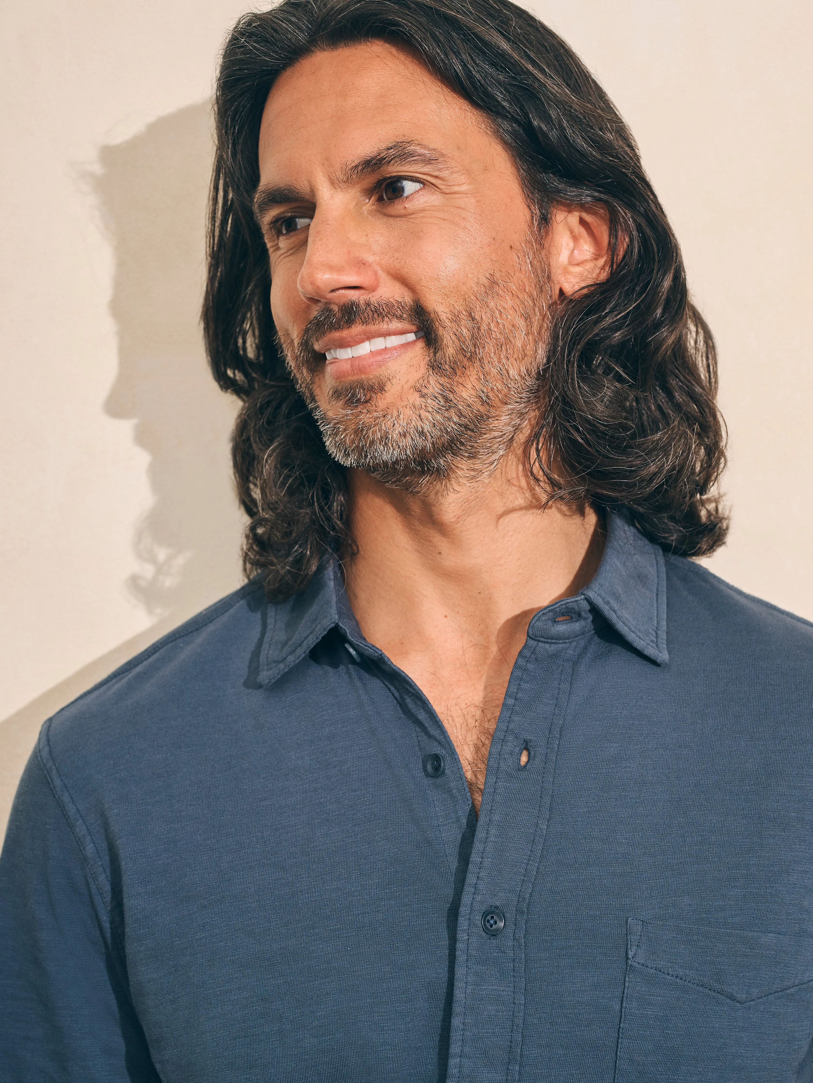 Sunwashed Knit Shirt (Single Pocket) - Dune Navy sold by Faherty product image thumbnail 2
