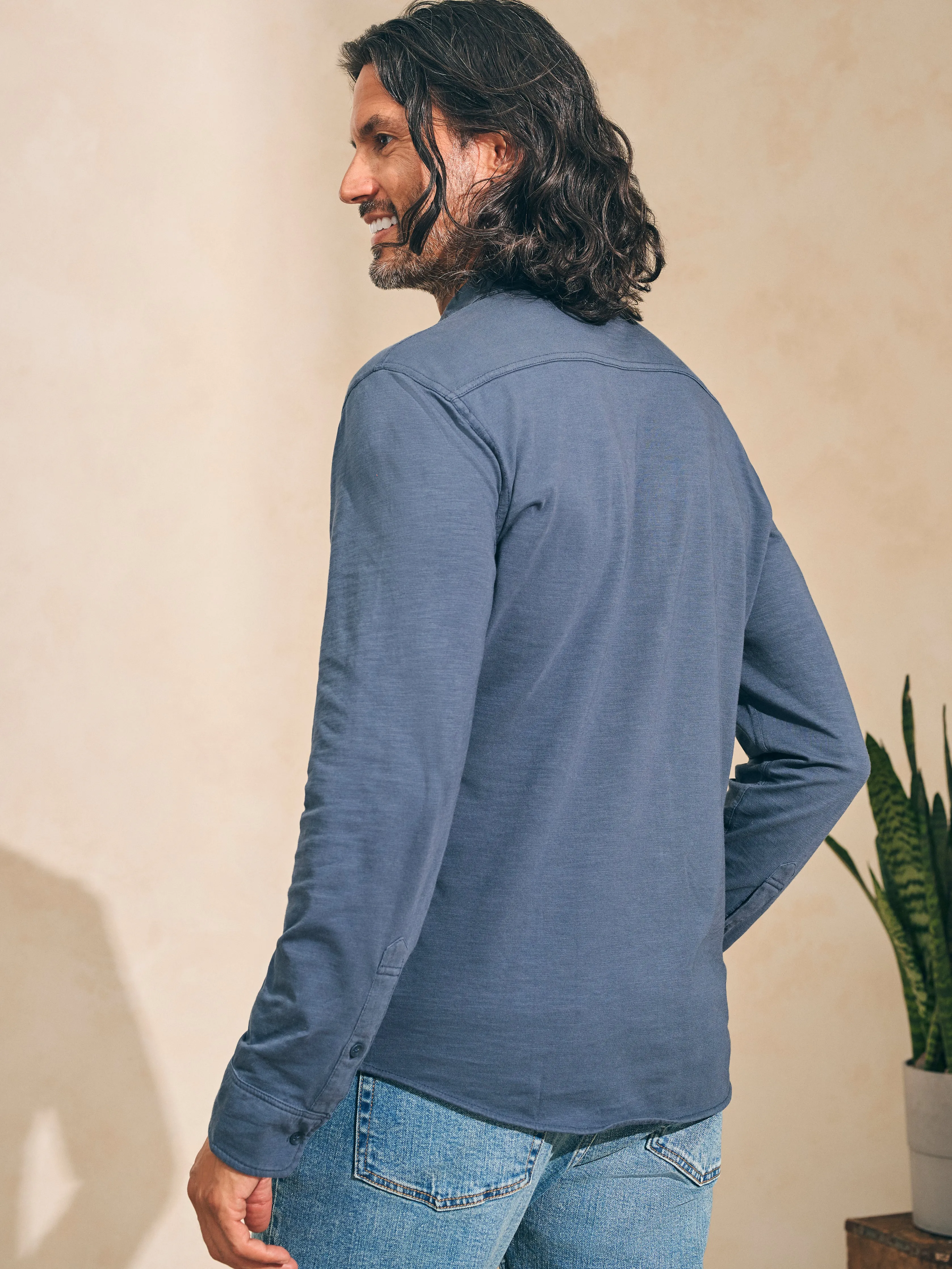 Sunwashed Knit Shirt (Single Pocket) - Dune Navy sold by Faherty product image thumbnail 5