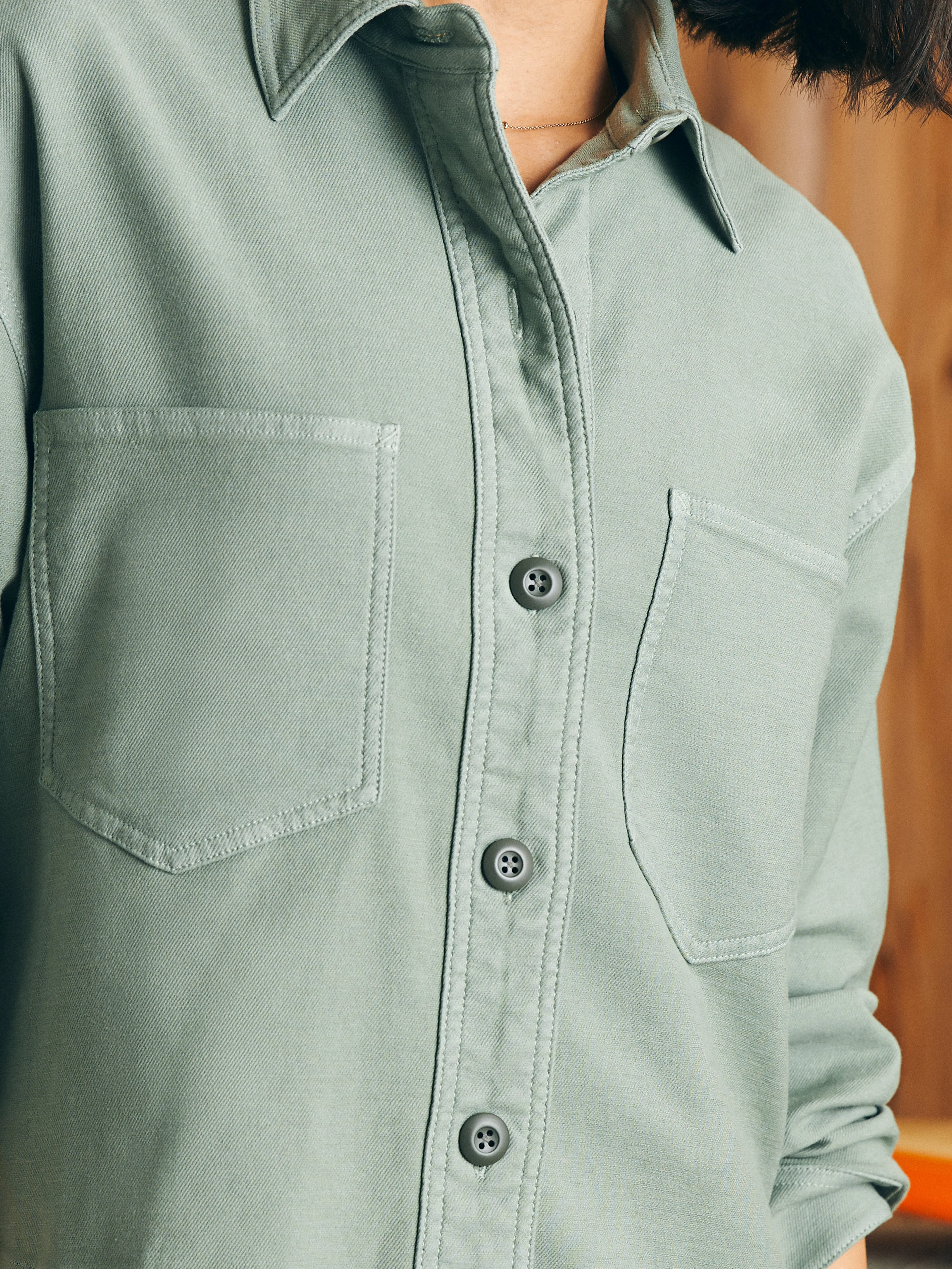 Stretch Terry Overshirt - Coastal Sage sold by Faherty product image thumbnail 2