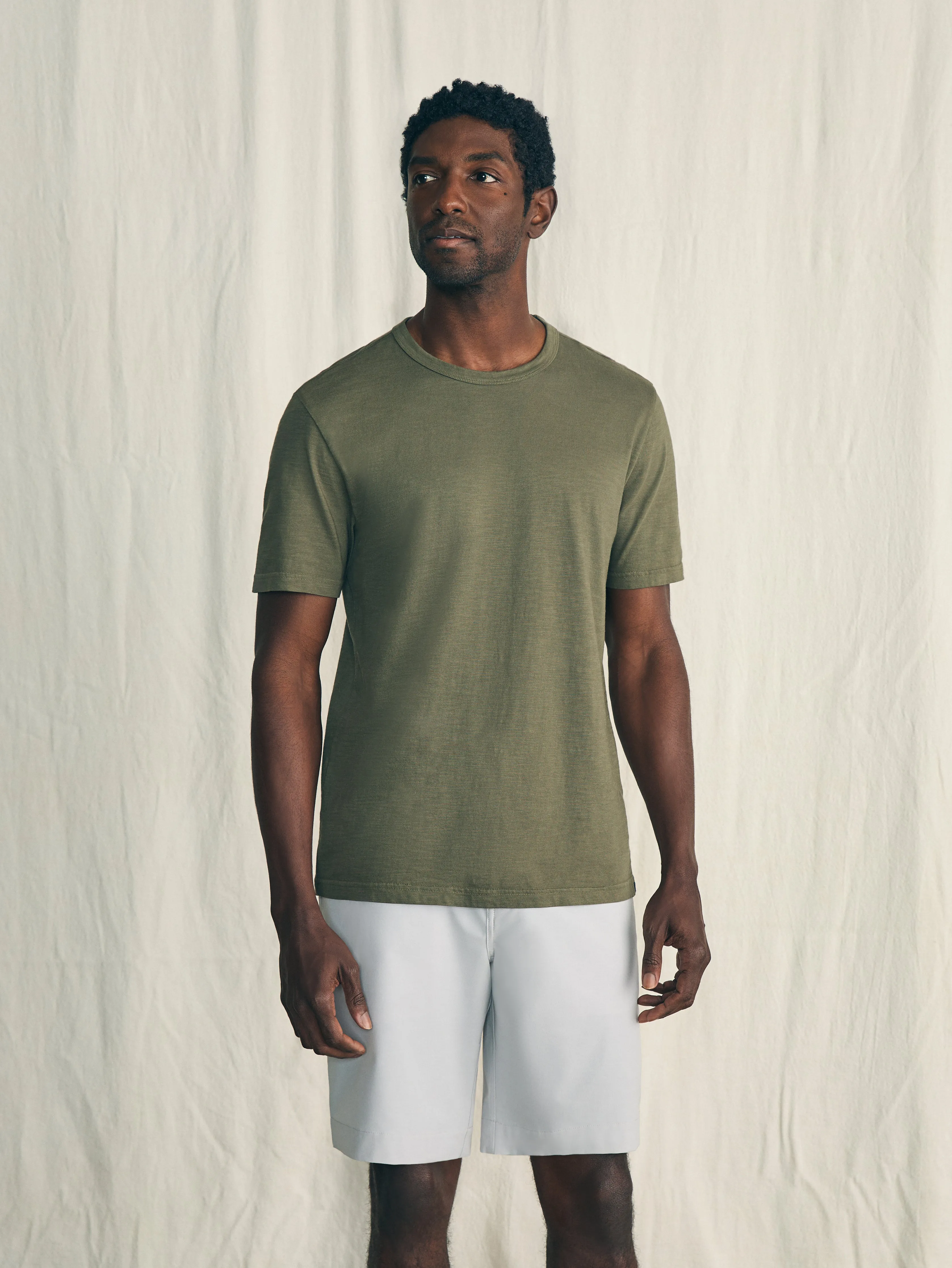 Sunwashed Tee - Olive sold by Faherty