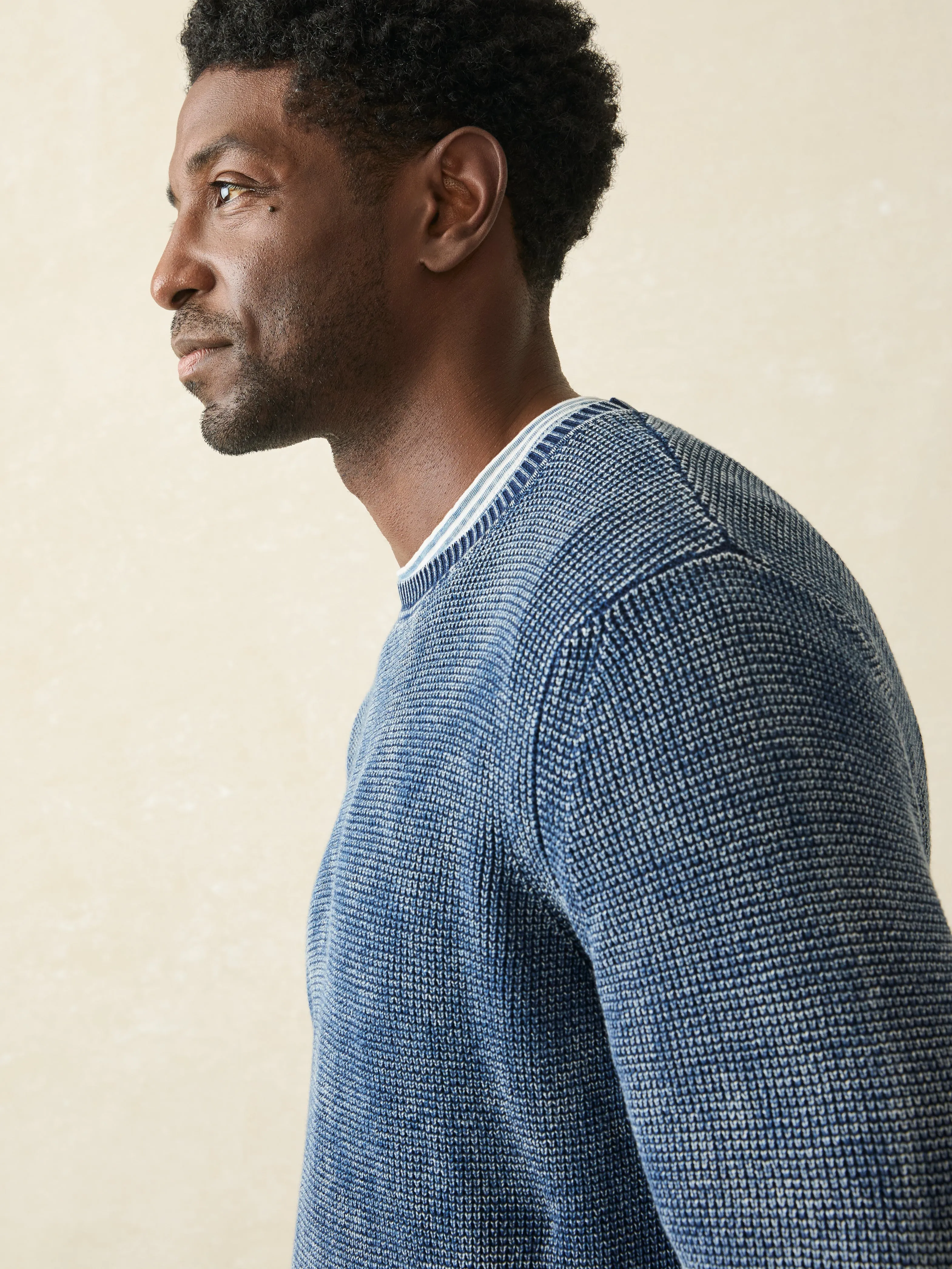 Sunwashed Crewneck Sweater - Indigo Storm Wash sold by Faherty product image thumbnail 3