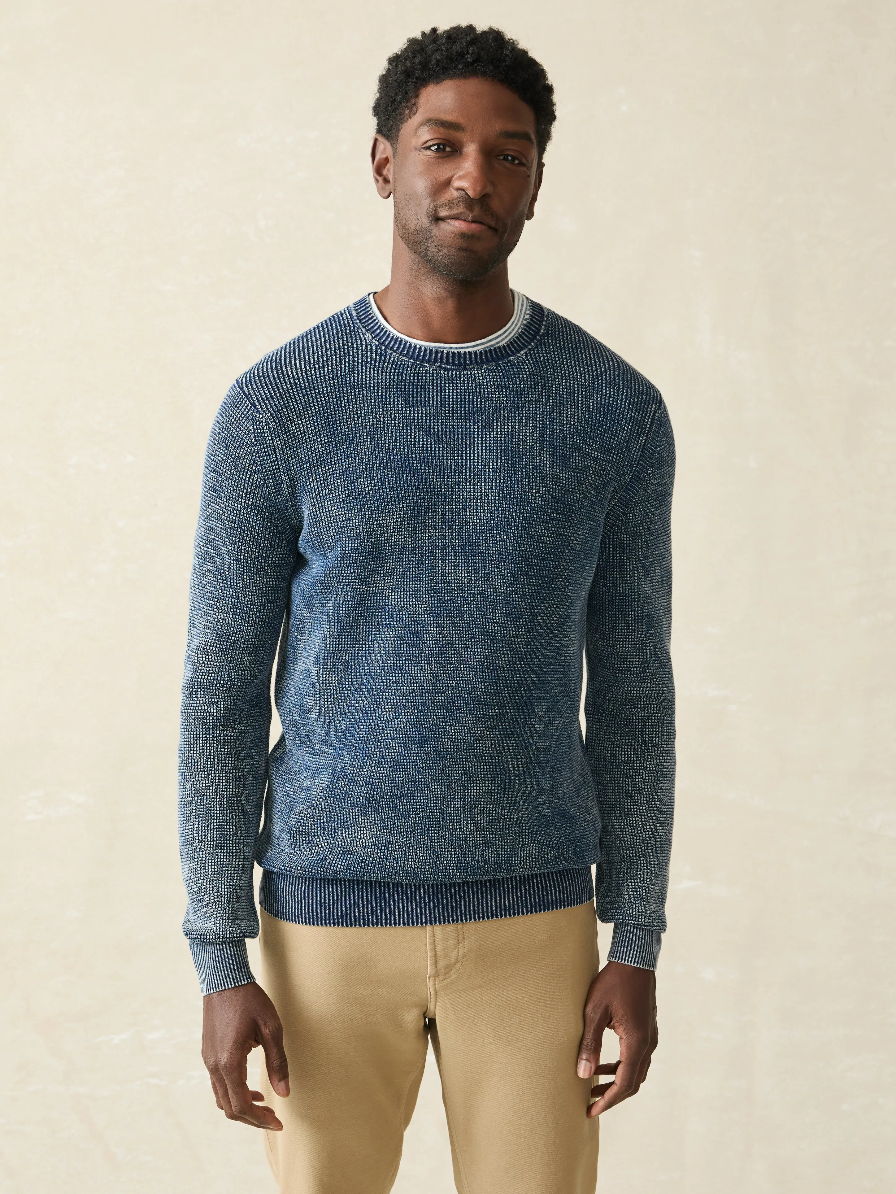Sunwashed Crewneck Sweater - Indigo Storm Wash sold by Faherty product image thumbnail 2