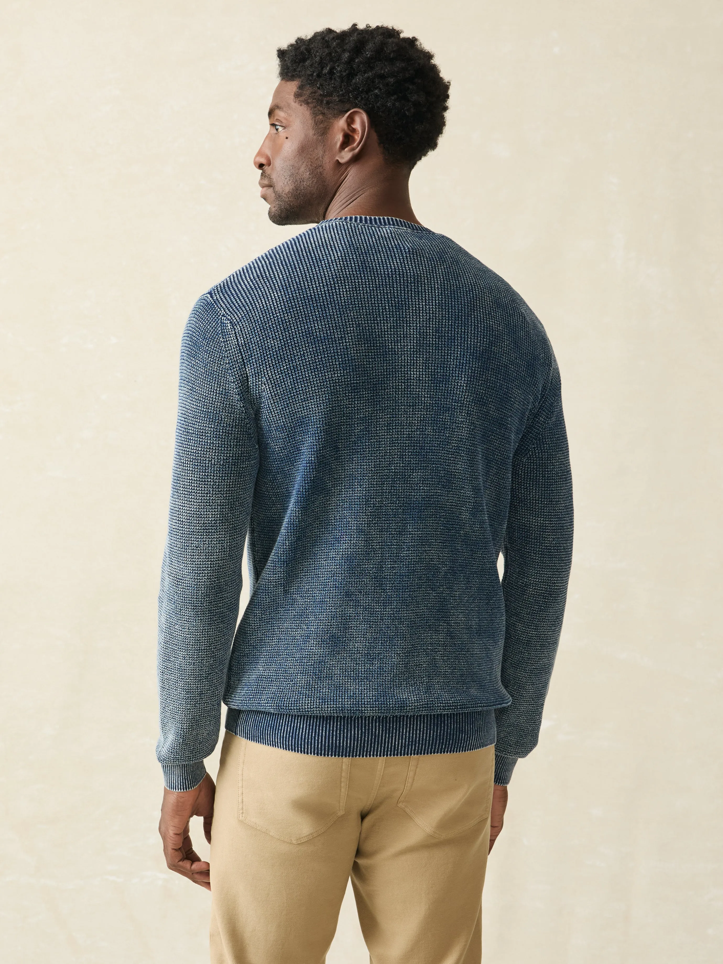 Sunwashed Crewneck Sweater - Indigo Storm Wash sold by Faherty product image thumbnail 5