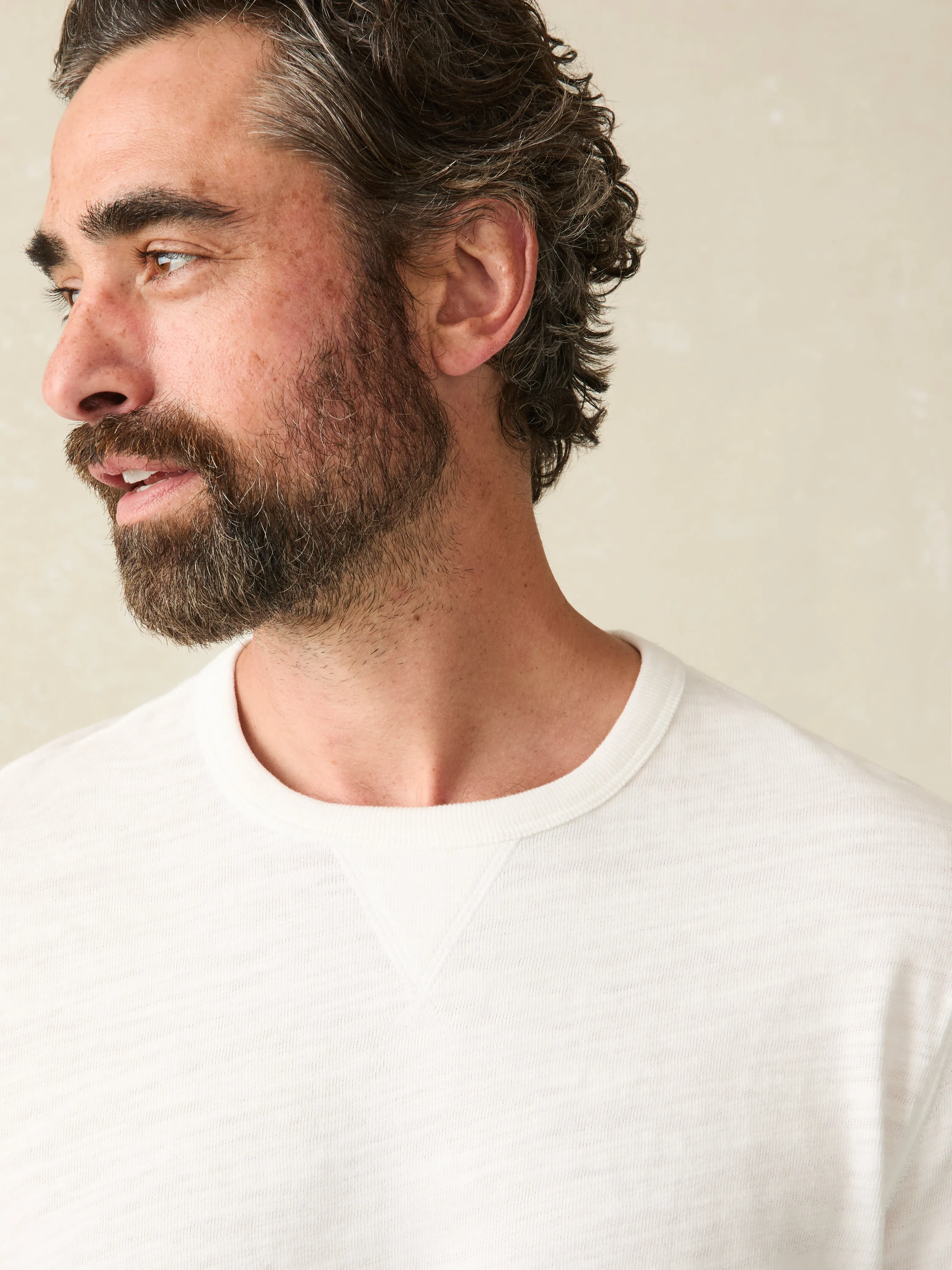 Sunwashed Slub Crew (Tall) - White sold by Faherty product image thumbnail 2