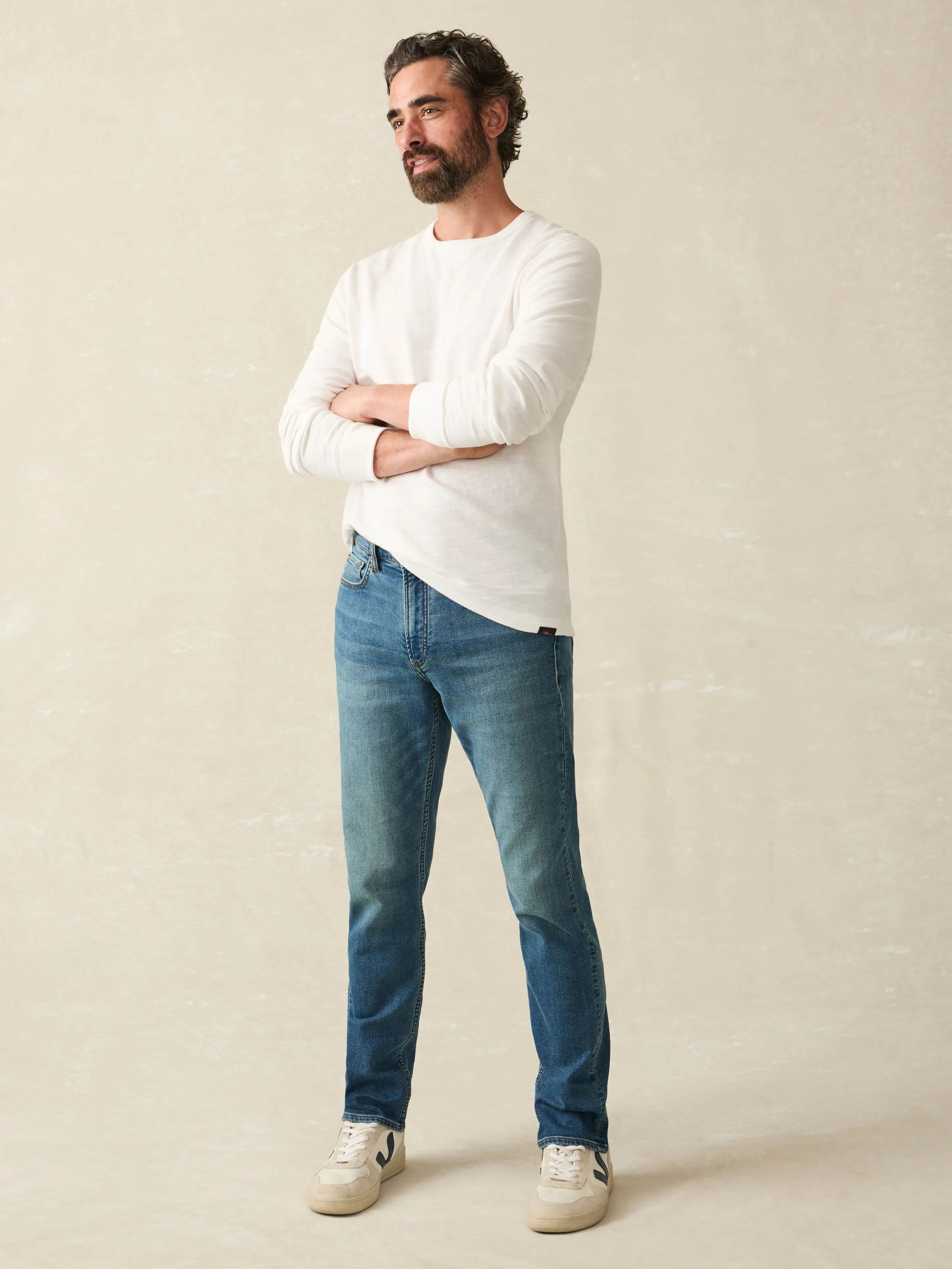 Sunwashed Slub Crew (Tall) - White sold by Faherty product image thumbnail 4