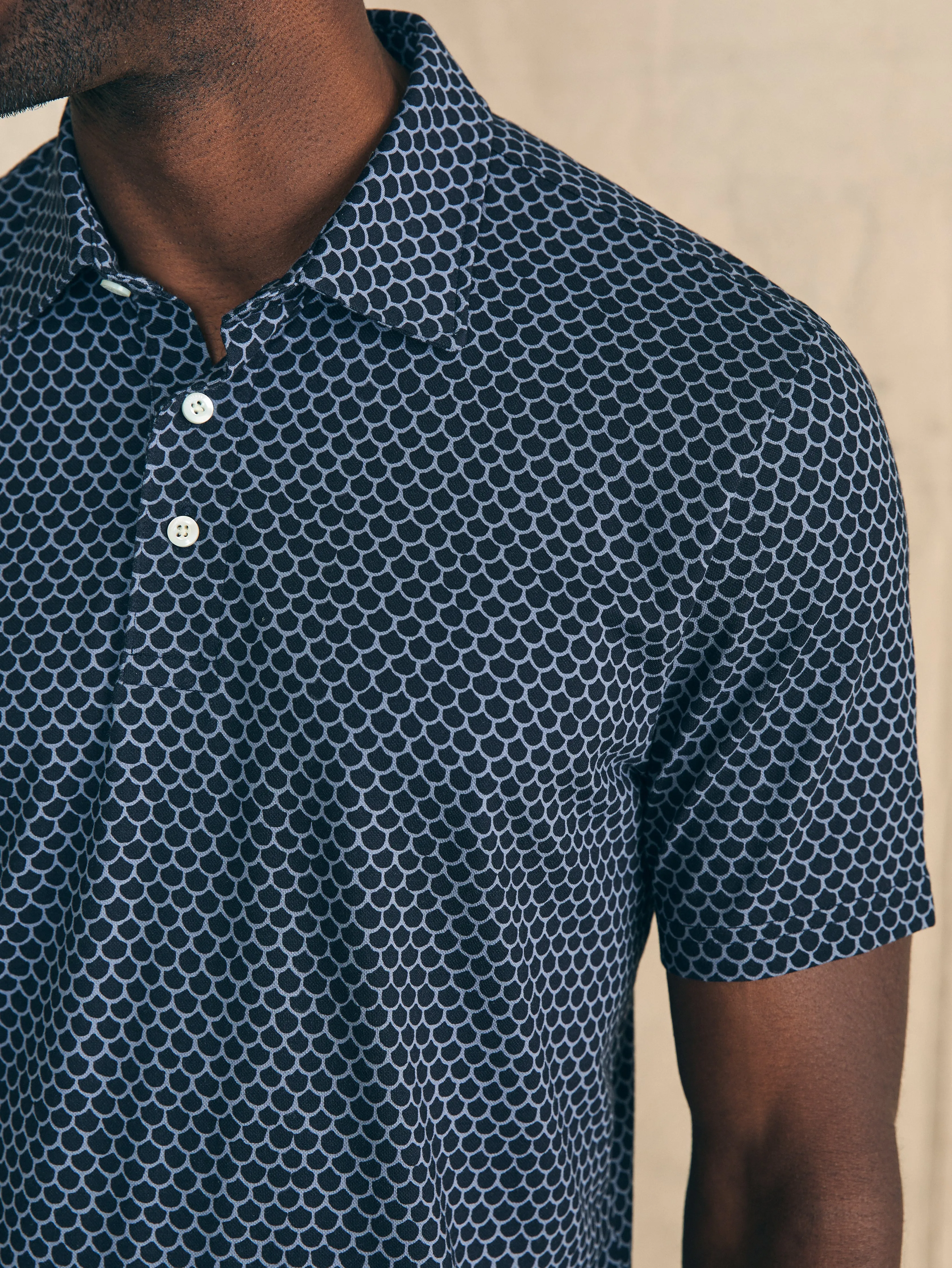 Movement™ Short-Sleeve Pique Polo Shirt - Midnight Fishscale sold by Faherty product image thumbnail 2