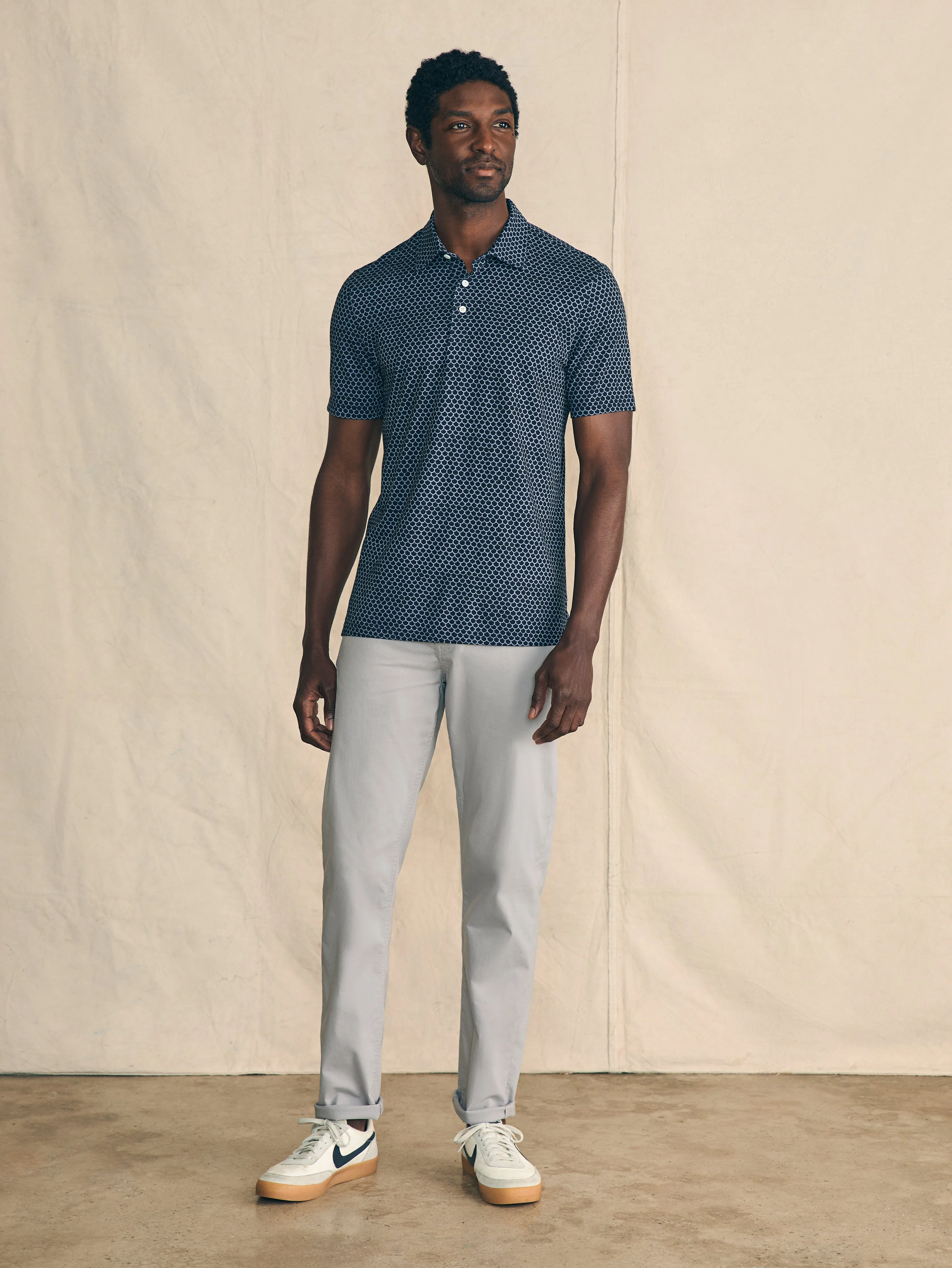 Movement™ Short-Sleeve Pique Polo Shirt - Midnight Fishscale sold by Faherty product image thumbnail 4