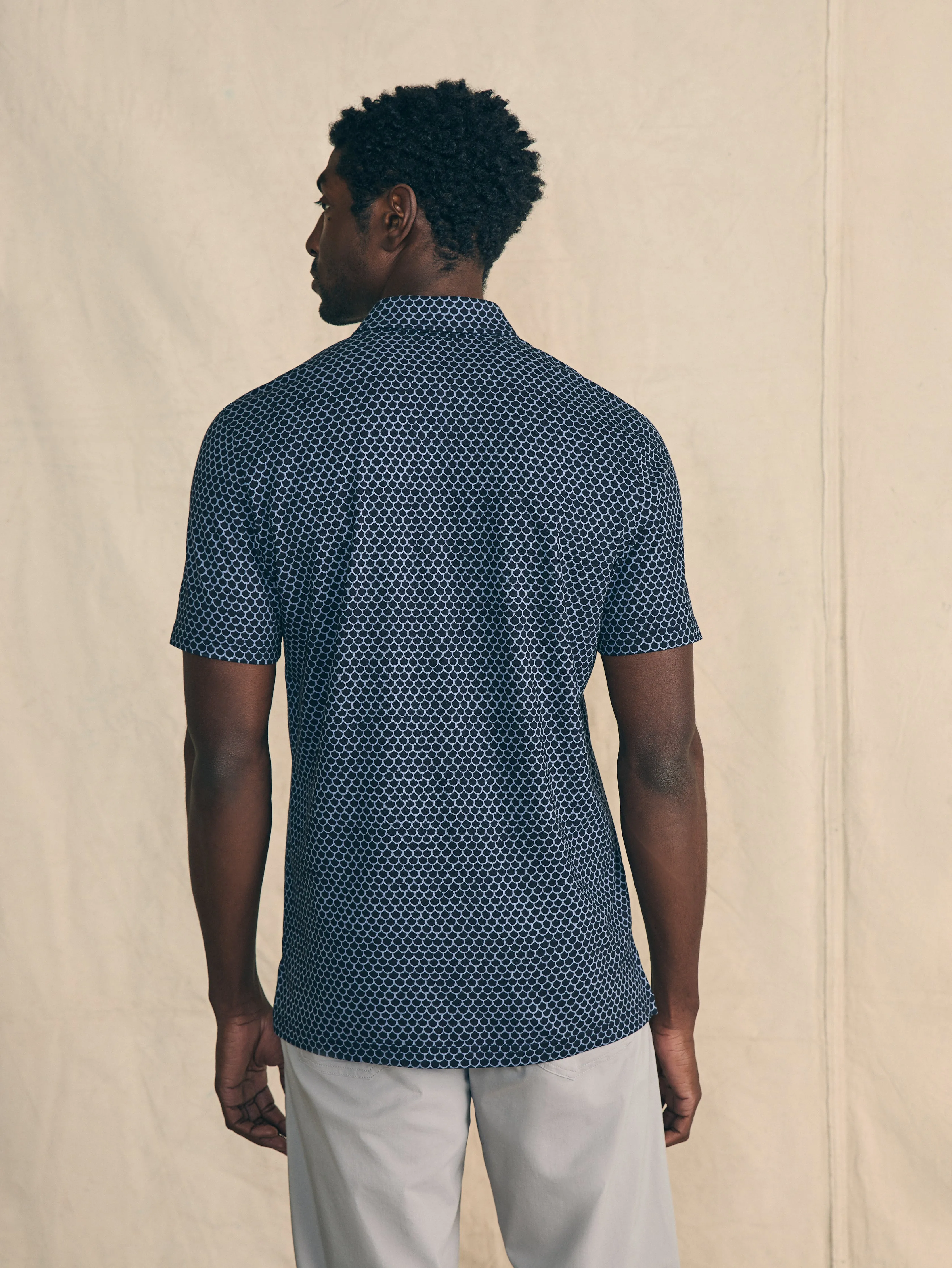 Movement™ Short-Sleeve Pique Polo Shirt - Midnight Fishscale sold by Faherty product image thumbnail 5