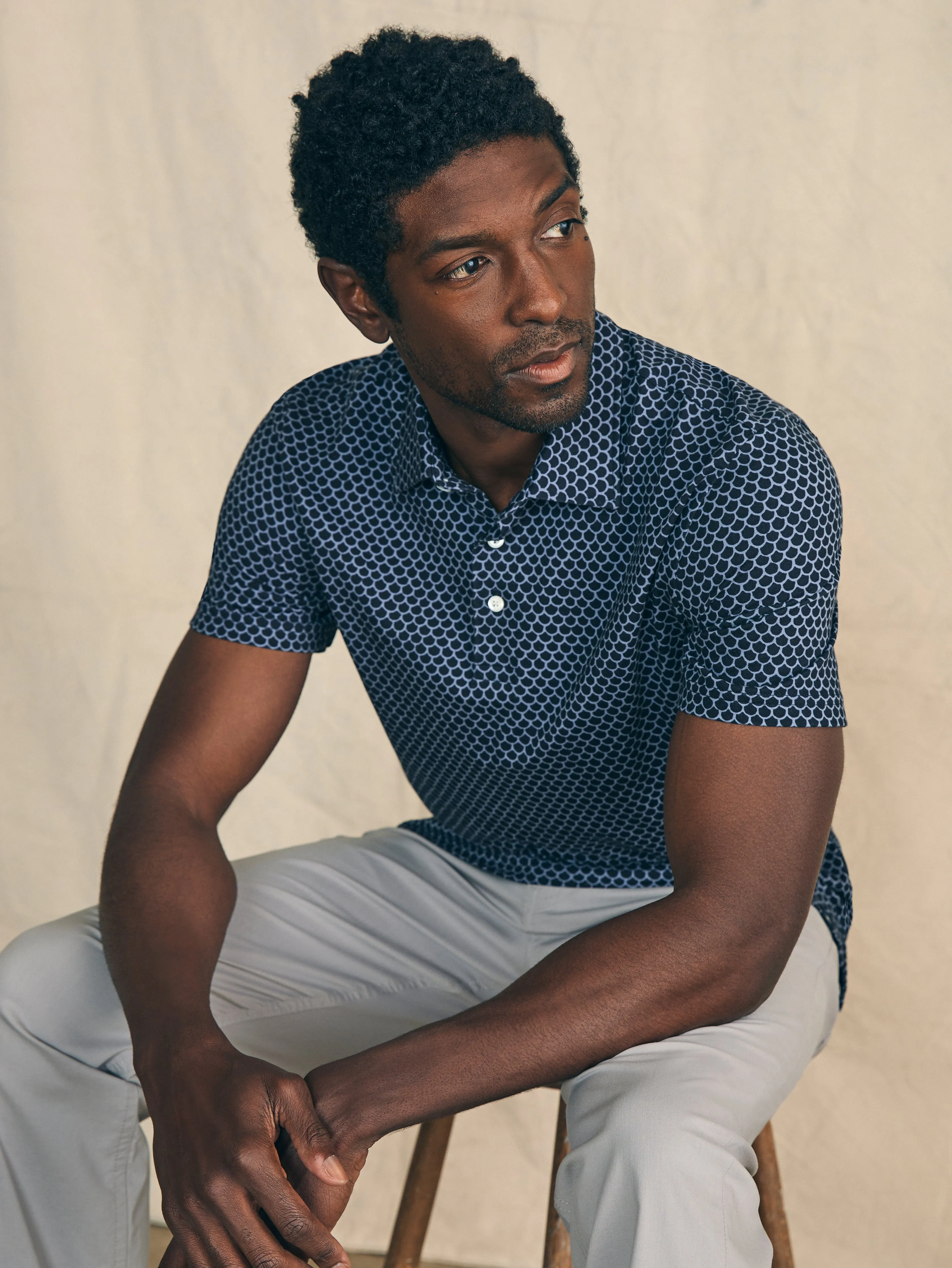 Movement™ Short-Sleeve Pique Polo Shirt - Midnight Fishscale sold by Faherty product image thumbnail 3