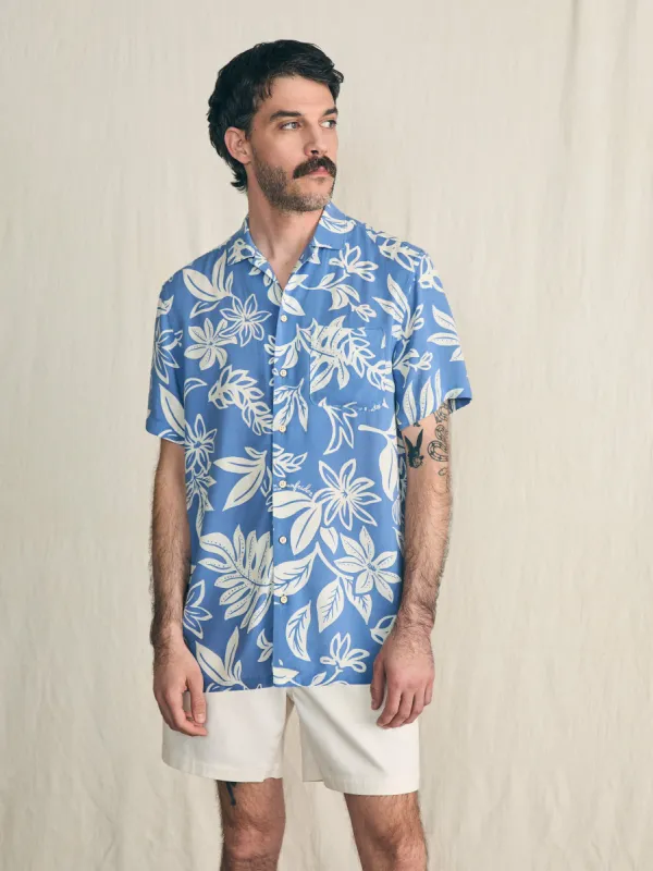 Short-Sleeve Surfrider Rayon Camp Shirt - Sky Floral sold by Faherty