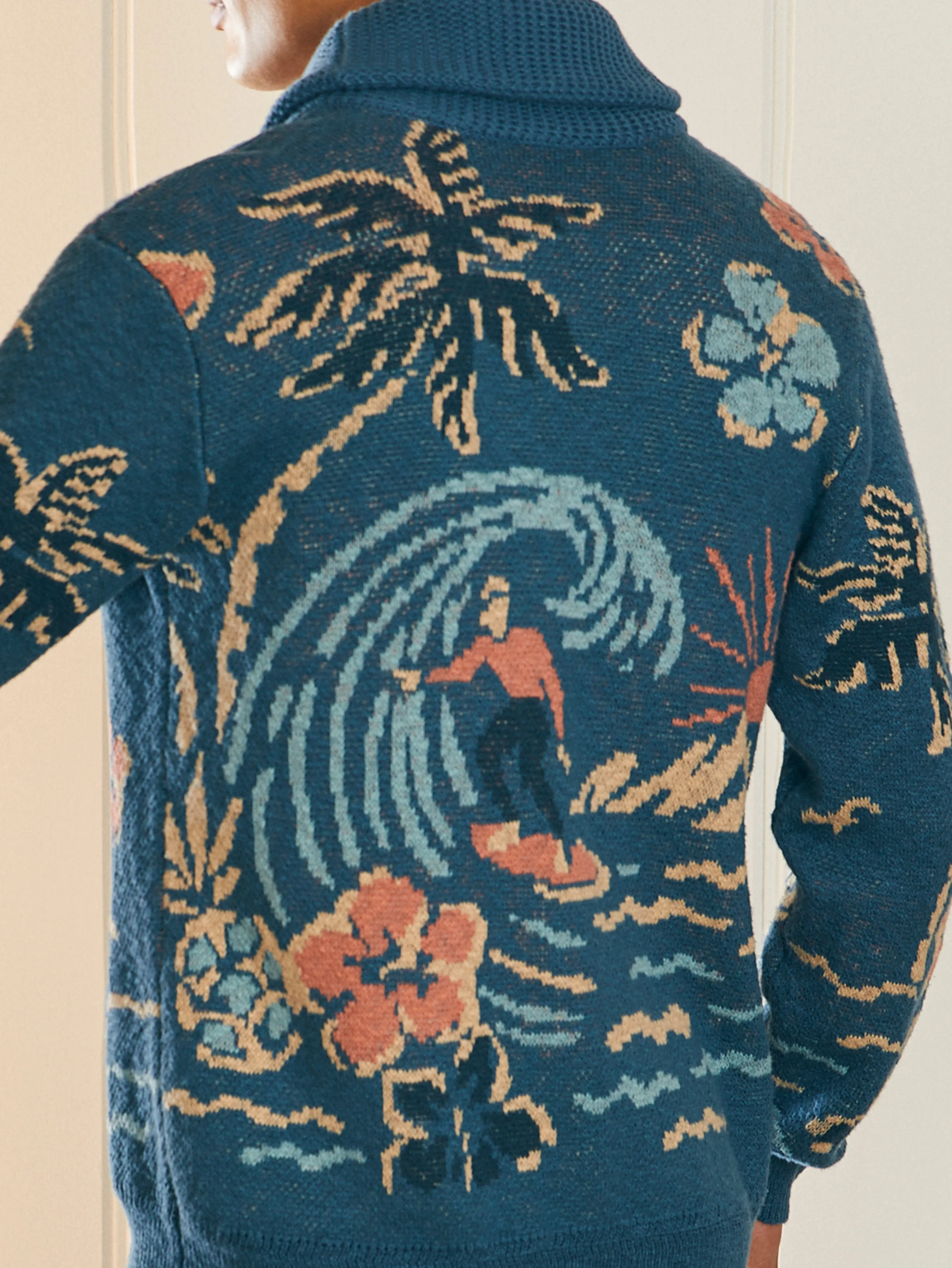 Offshore Swell Cardigan - Aqua Sea sold by Faherty product image thumbnail 4