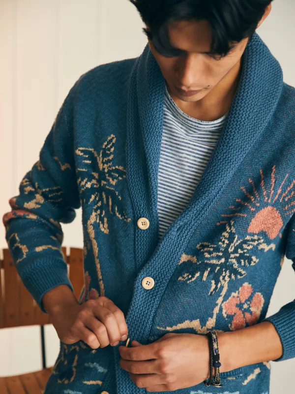 Offshore Swell Cardigan - Aqua Sea sold by Faherty