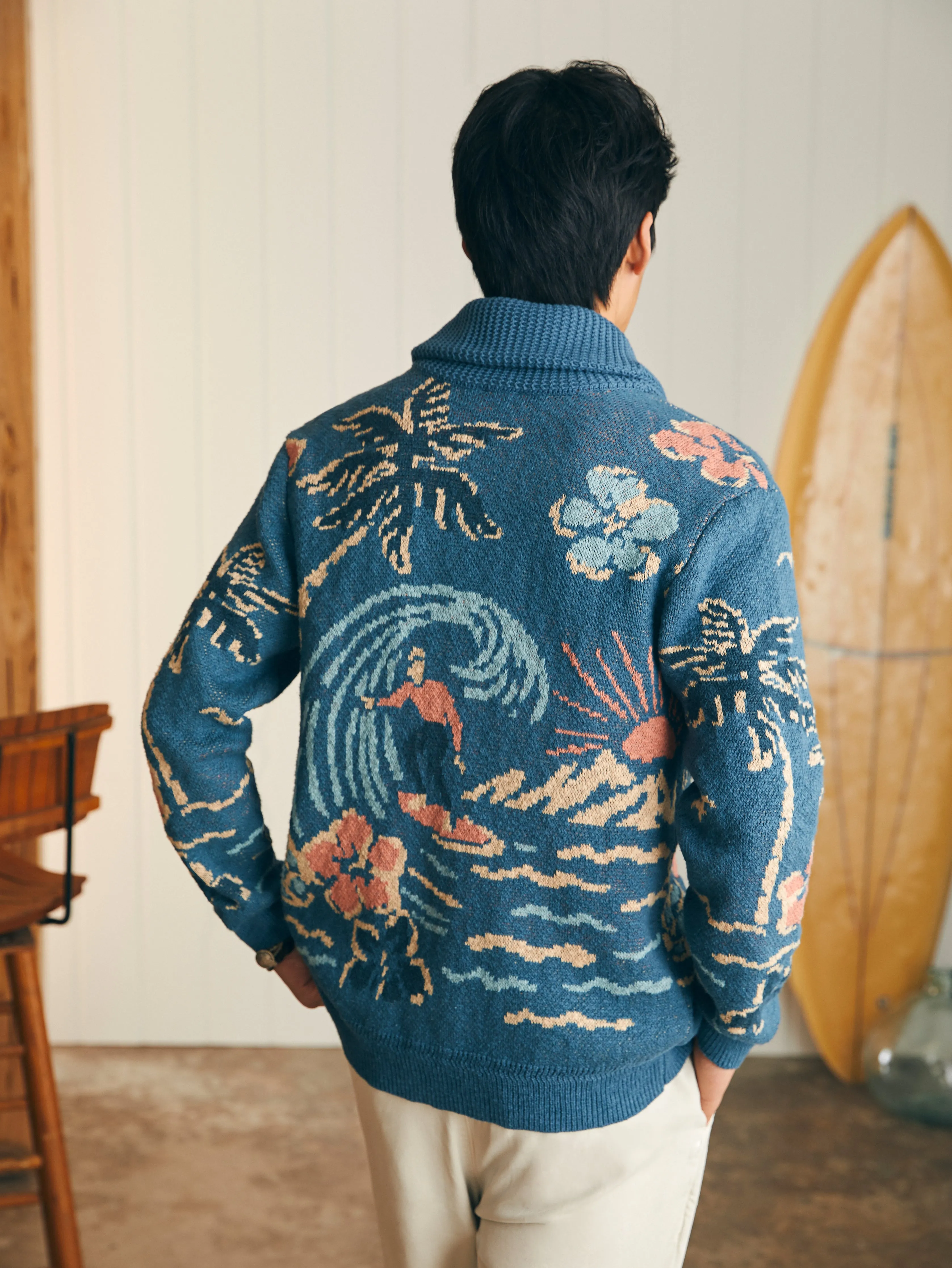 Offshore Swell Cardigan - Aqua Sea sold by Faherty product image thumbnail 3
