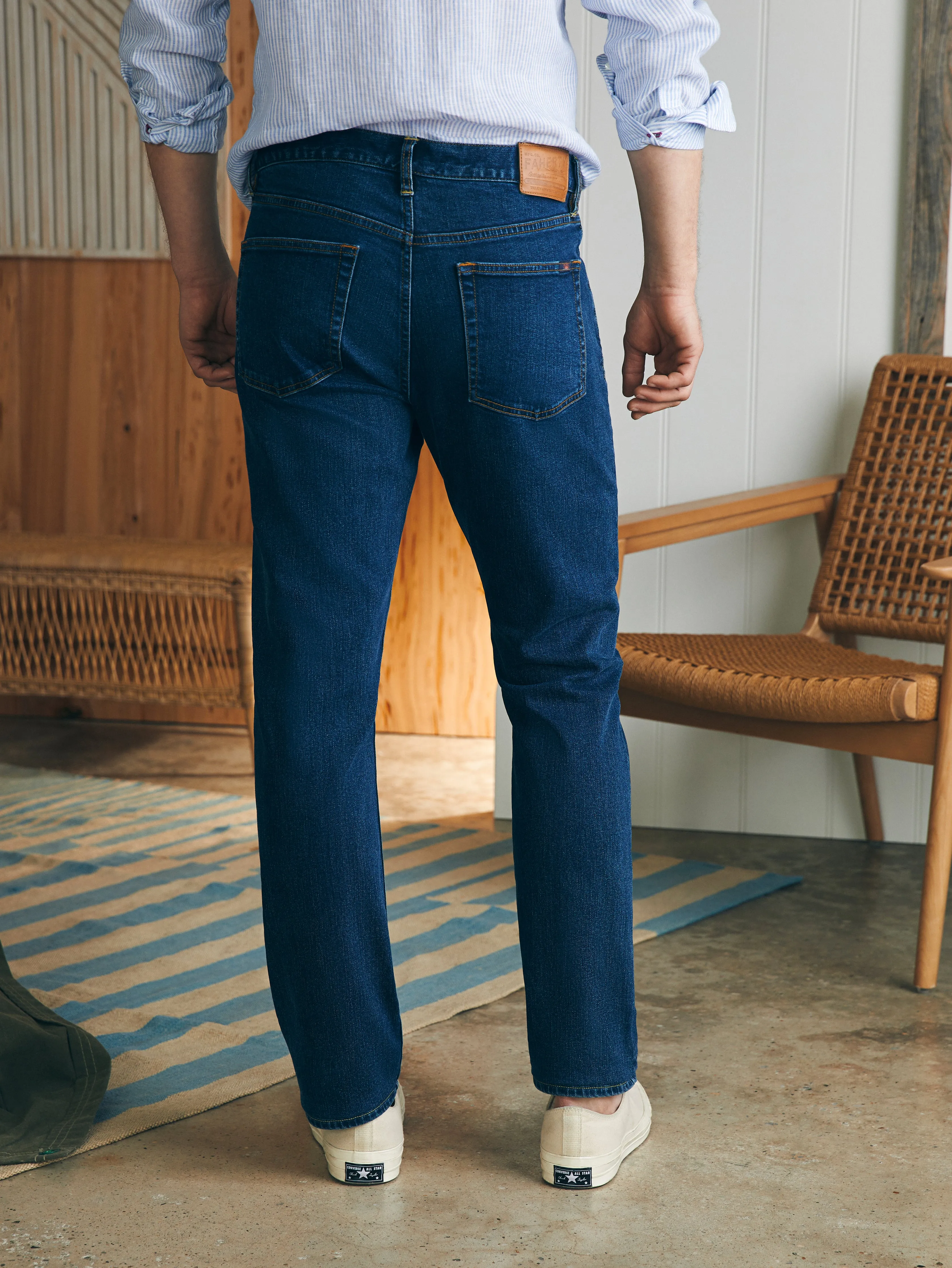 Organic Cotton Slim Straight Denim (32" Inseam) - Cove Point Wash sold by Faherty product image thumbnail 5