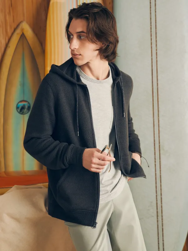Whitewater Full Zip Hoodie (Tall) - Washed Black sold by Faherty