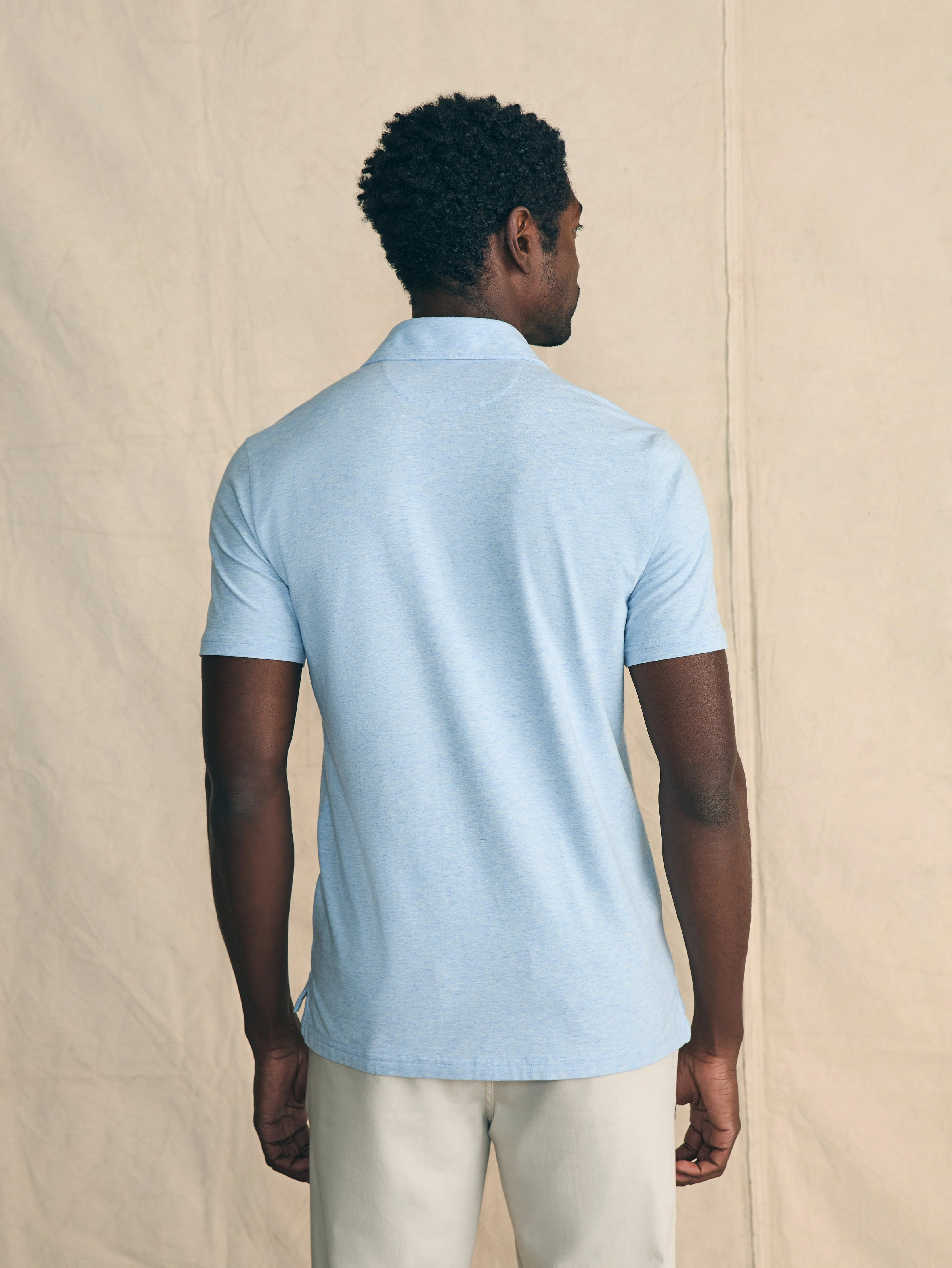 Movement™ Short-Sleeve Polo Shirt (Tall) - Cardiff Blue Heather sold by Faherty product image thumbnail 5