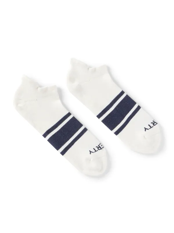 Surf Stripe Ankle Sock - White sold by Faherty