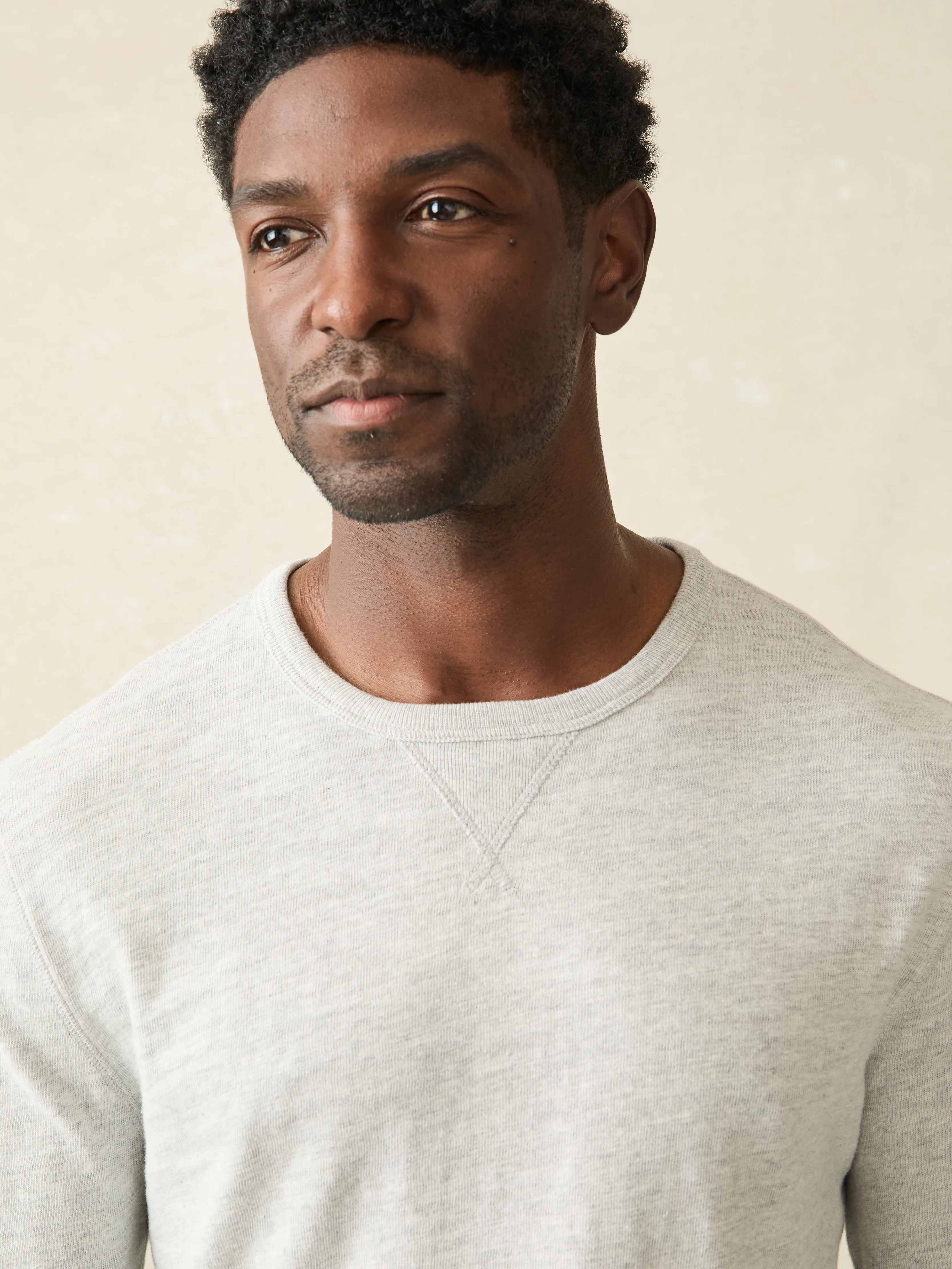 Sunwashed Slub Crew - Light Grey Heather sold by Faherty product image thumbnail 2