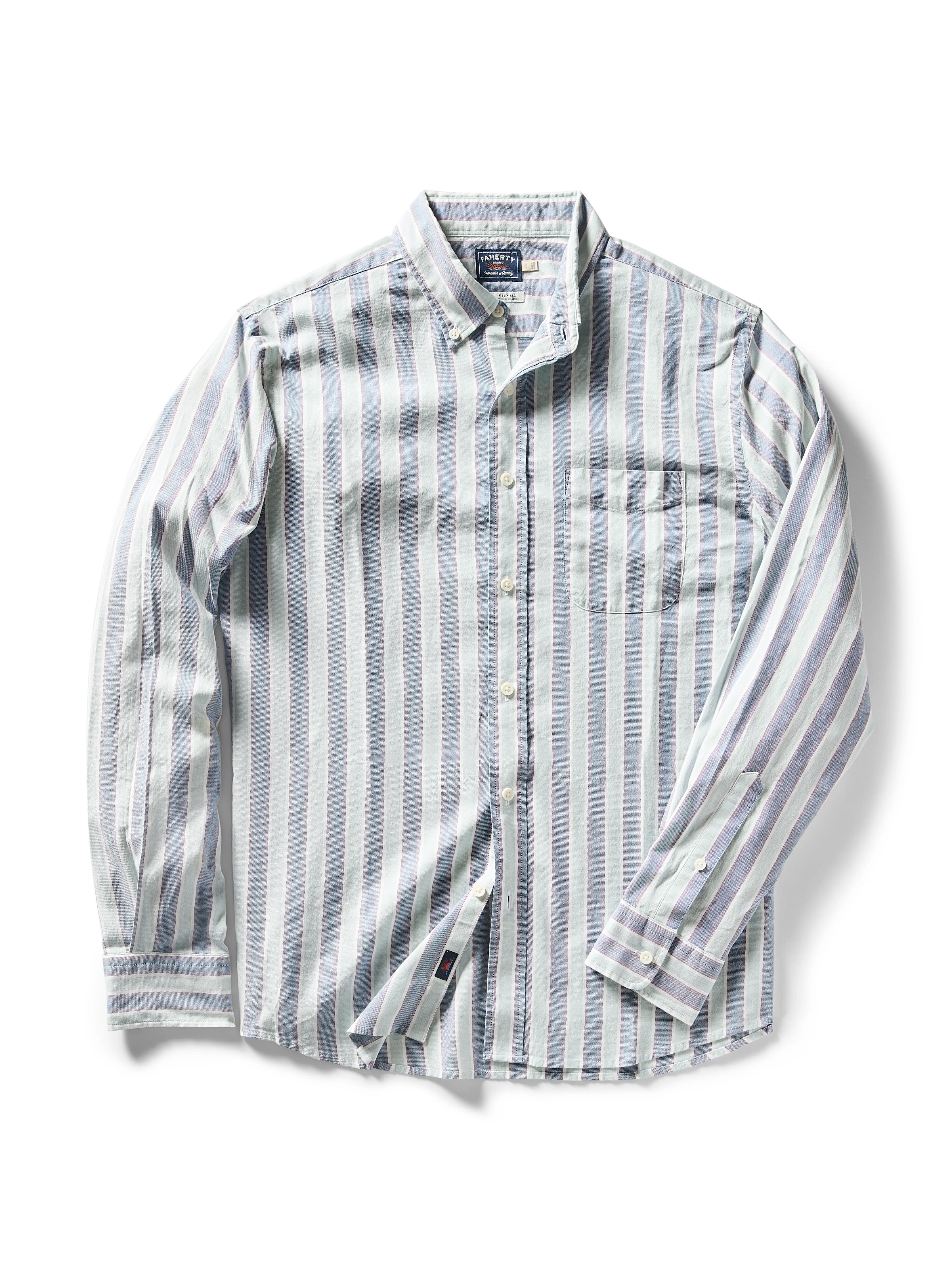 Supima Oxford Shirt - Coastal Skies Stripe sold by Faherty
