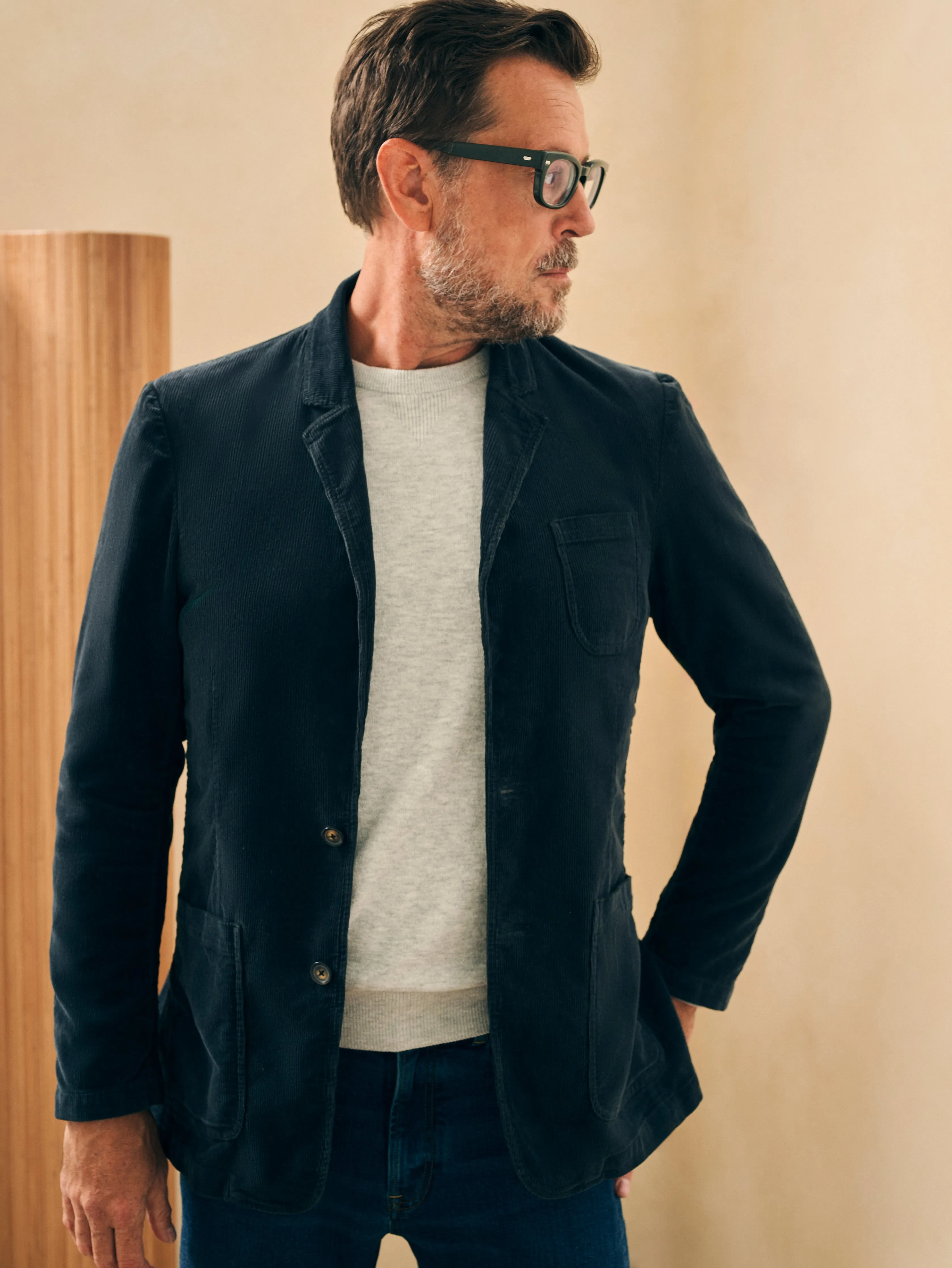 Stretch Corduroy Blazer - Midnight sold by Faherty product image thumbnail 5