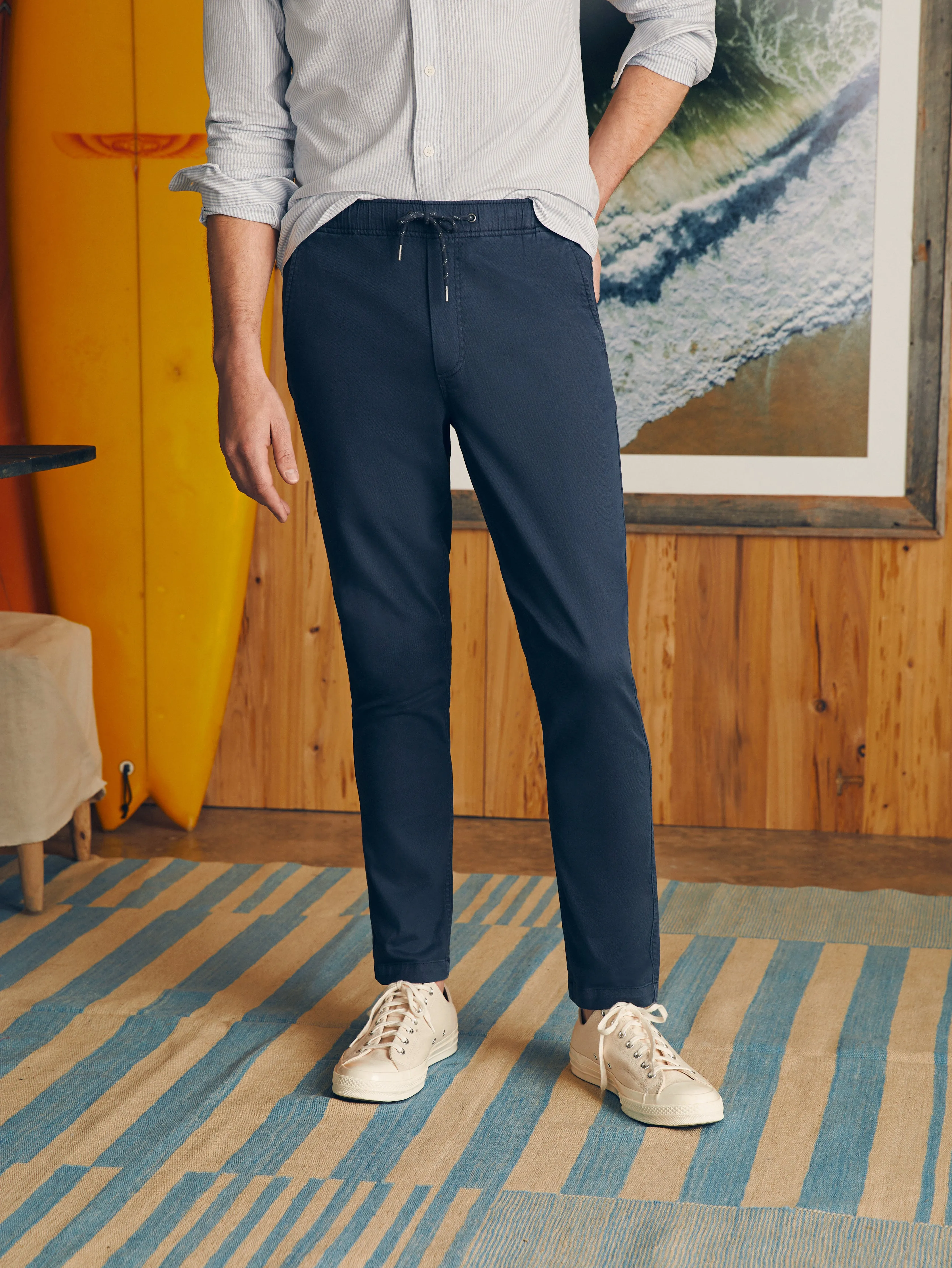 Essential Drawstring Pant - Washed Navy sold by Faherty