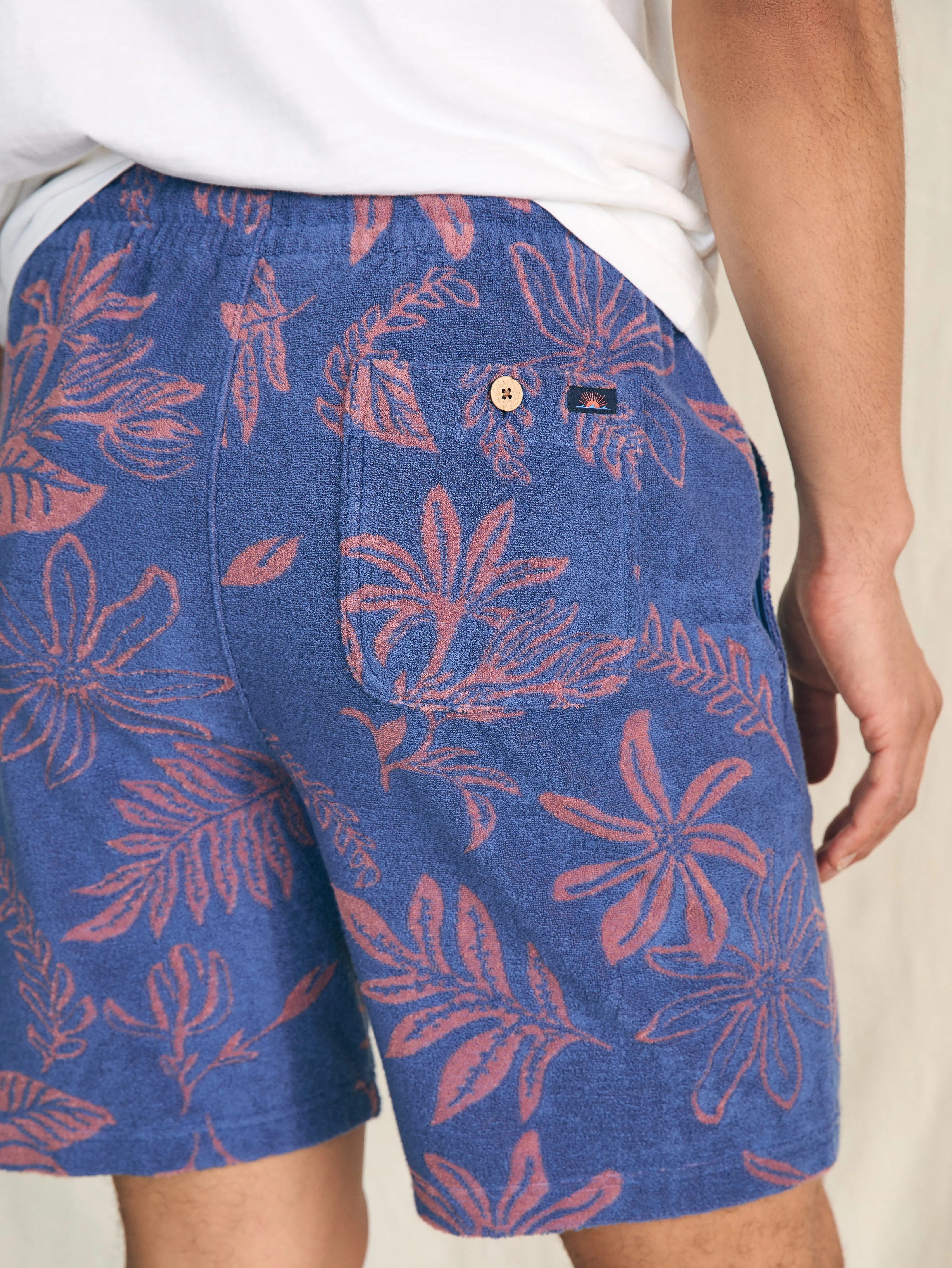 Cabana Towel Terry Sweatshort - Twilight Coral Floral sold by Faherty product image thumbnail 4