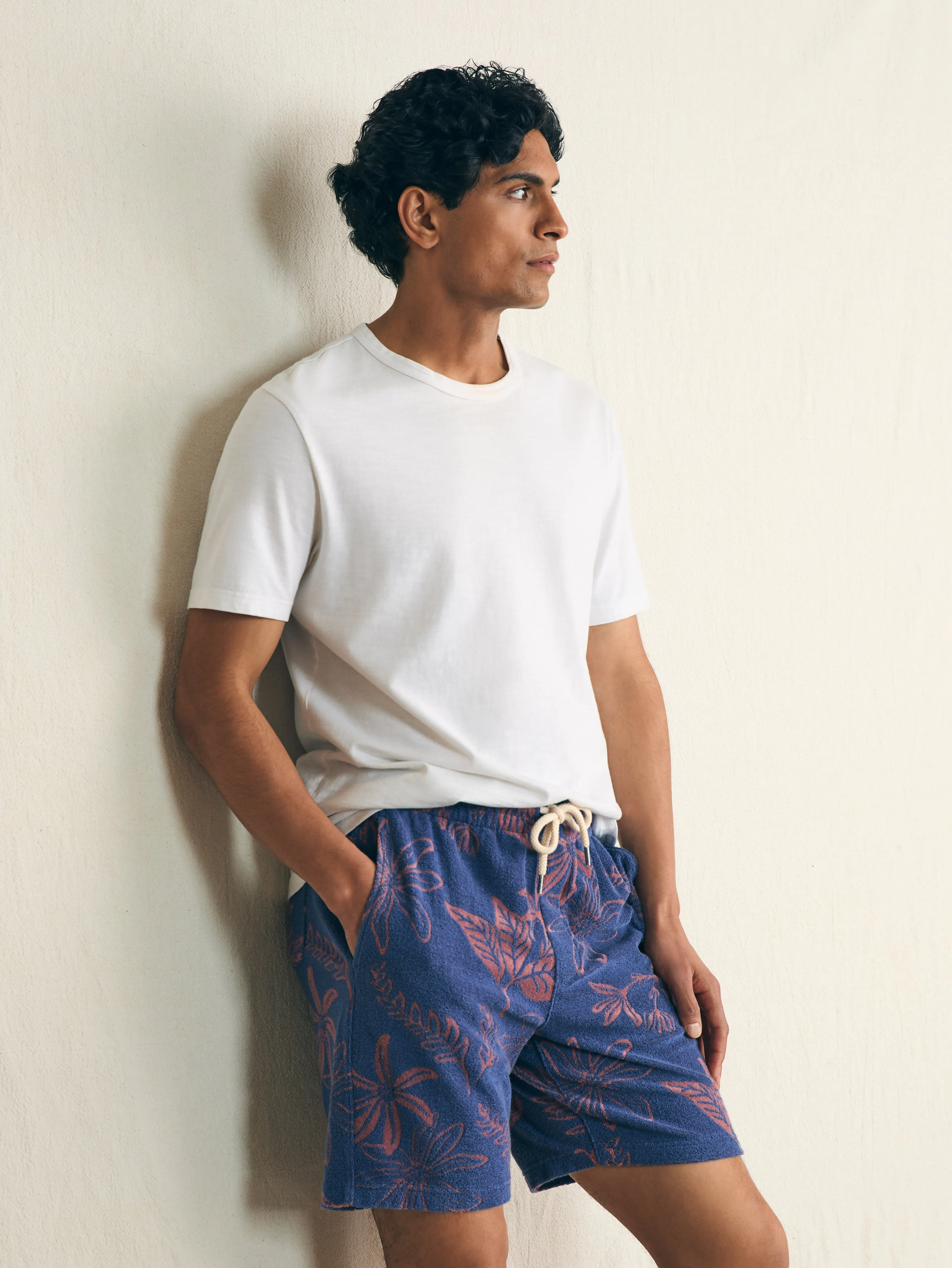 Cabana Towel Terry Sweatshort - Twilight Coral Floral sold by Faherty product image thumbnail 2