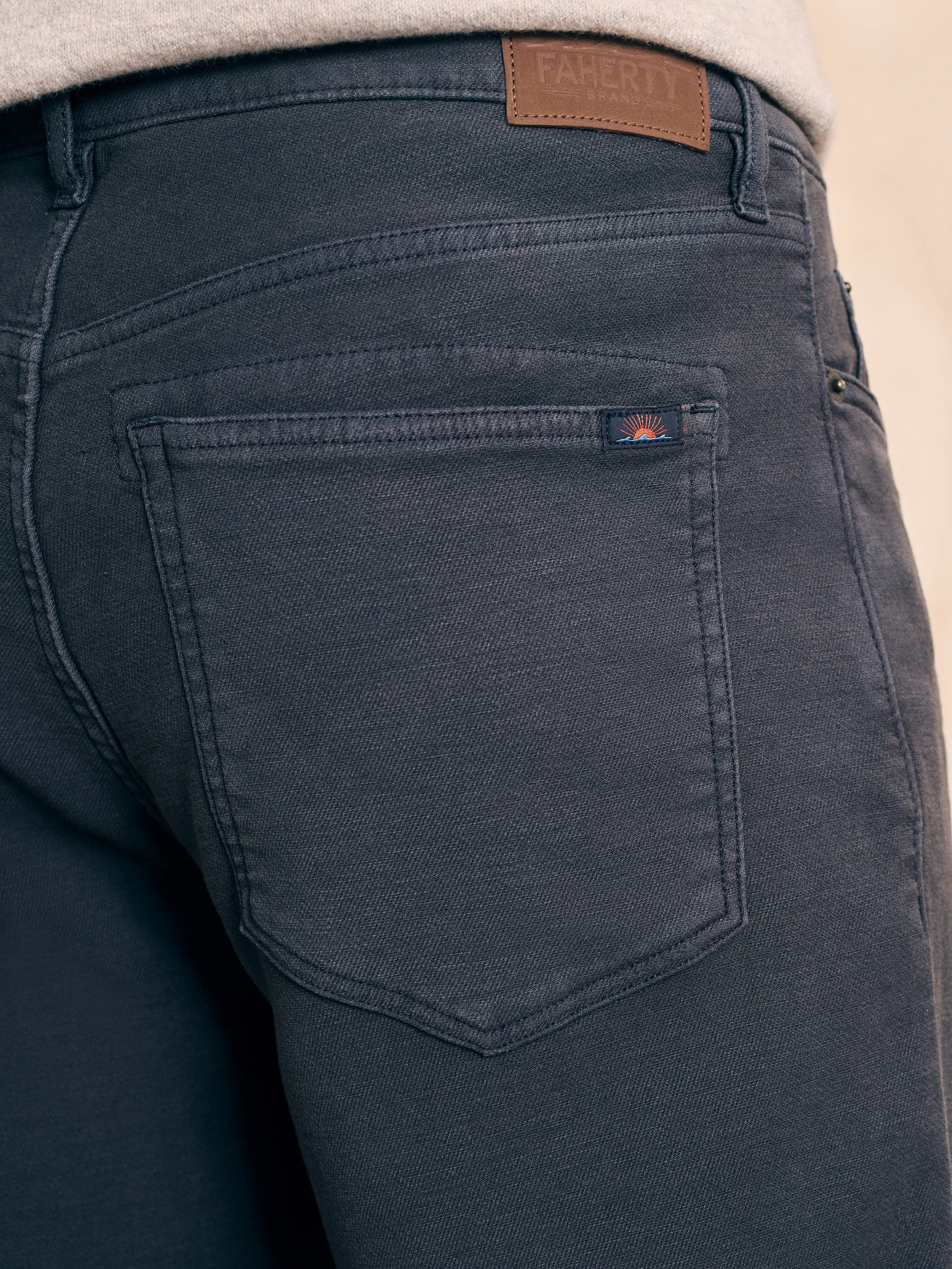 Stretch Terry 5-Pocket Athletic Fit Pant (34" Inseam) - Navy sold by Faherty product image thumbnail 4