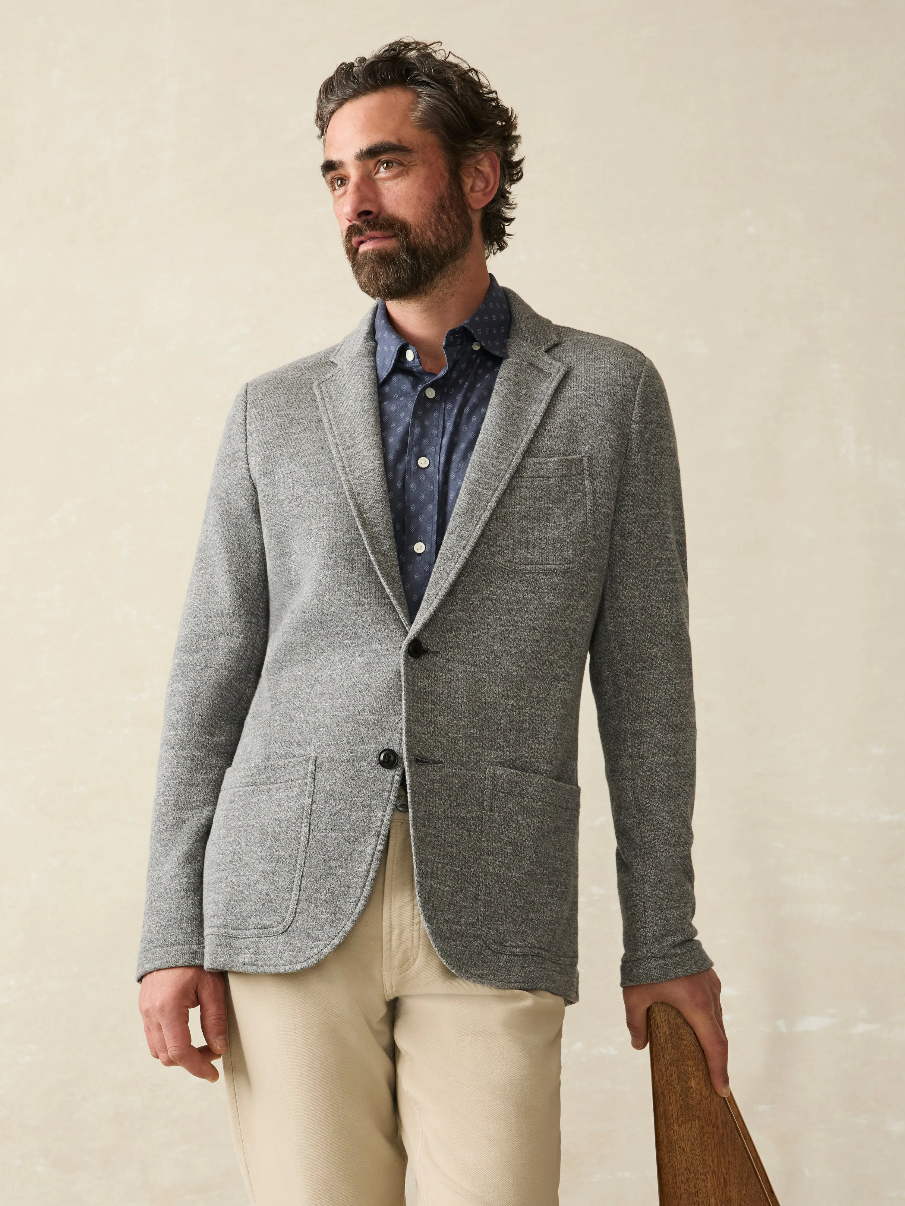 Inlet Knit Blazer (Tall) - Medium Grey Melange sold by Faherty product image thumbnail 3